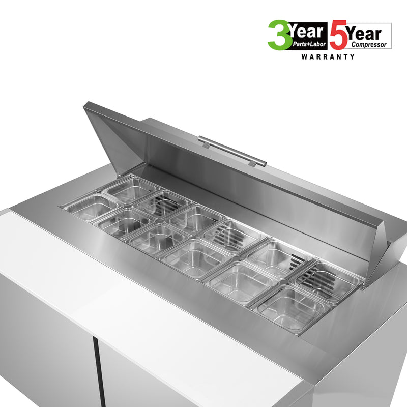 Sub-equip, 48" 2 doors Salad and Sandwich Refrigerated Prep Table