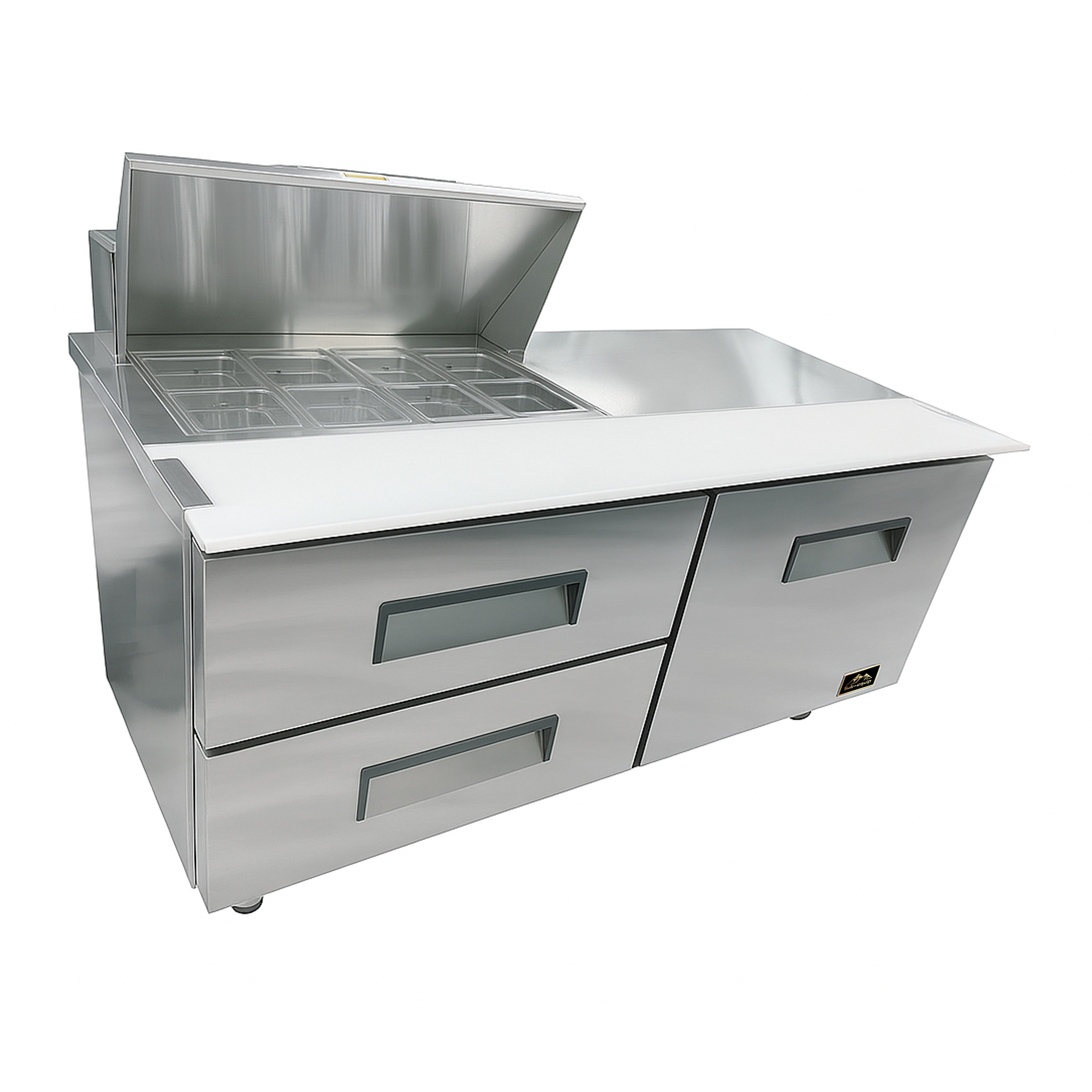 Sub-equip, CSSU-60-2D8L, 60" Sandwich / Salad 8 Pan Refrigerated Prep Table - Chefcoca