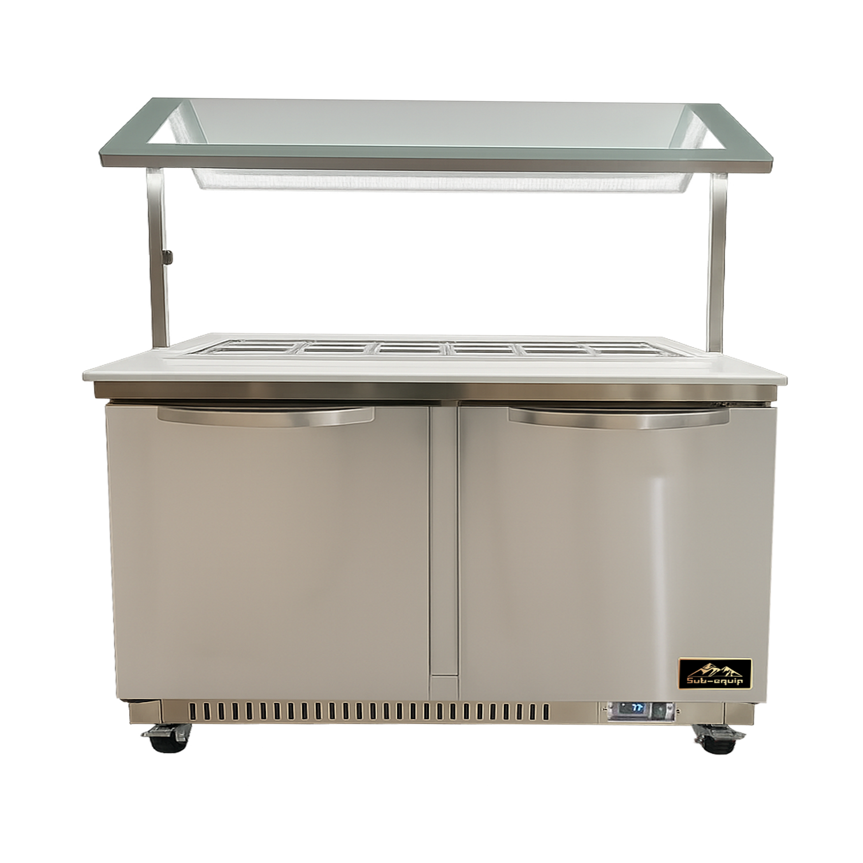 Sub-equip, CSSU-48M-BM, 48" salad and sandwich Prep Table with Glass Shield, marble countertop