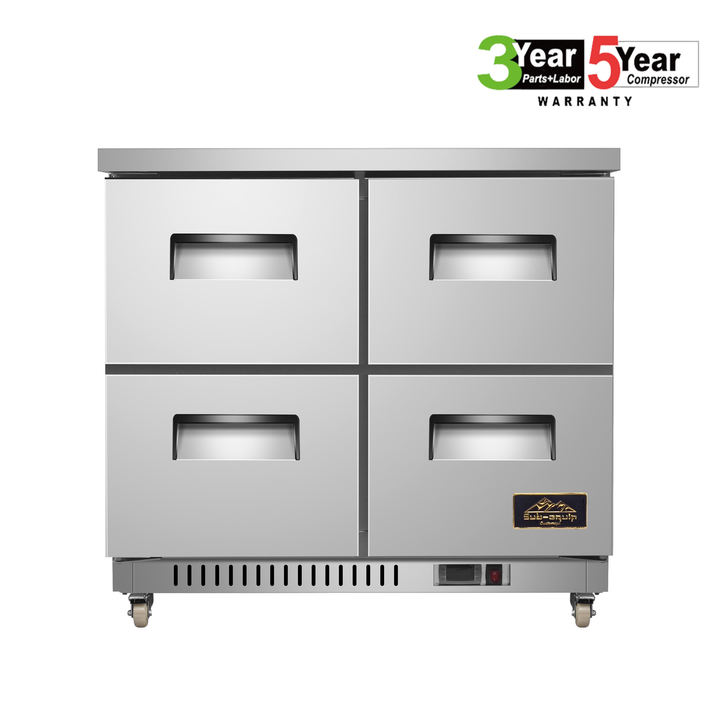 Sub-equip, 36" Undercounter Refrigerator/Cooler with 4 Drawers