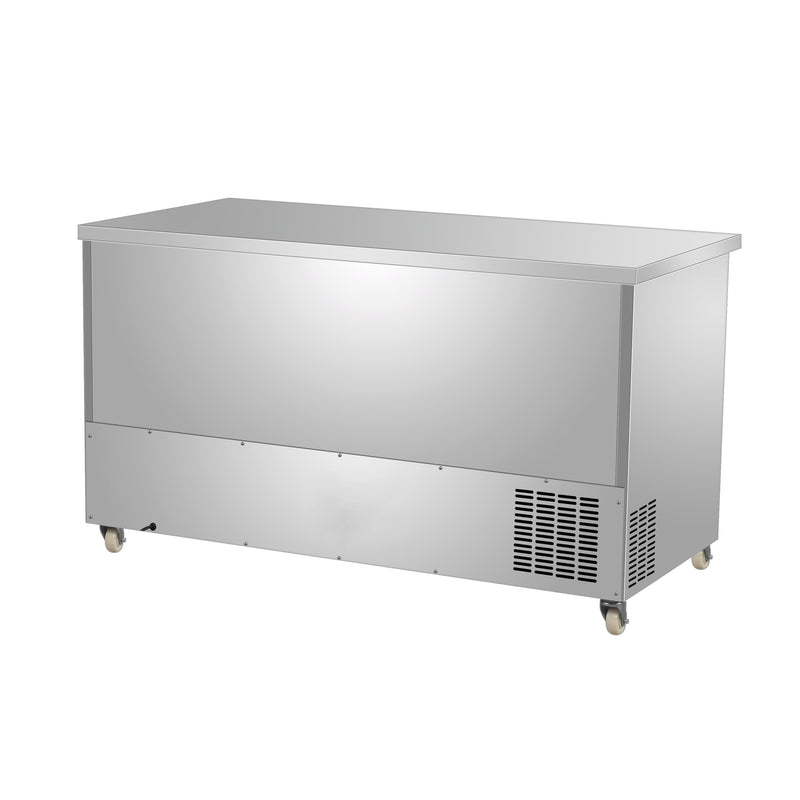 Sub-equip, 60" Stainless Steel Undercounter Freezer with side Mounted Compressor and 2 drawers