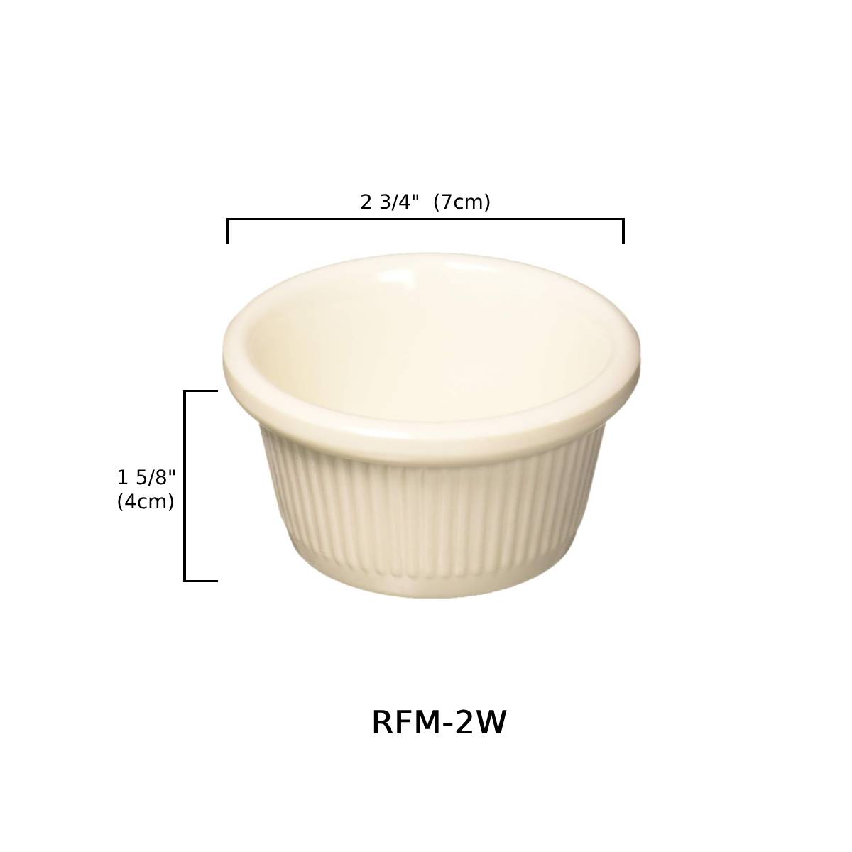 Melamine Ramekin Fluted, 2 oz, White ,1PC (RFM-2W)