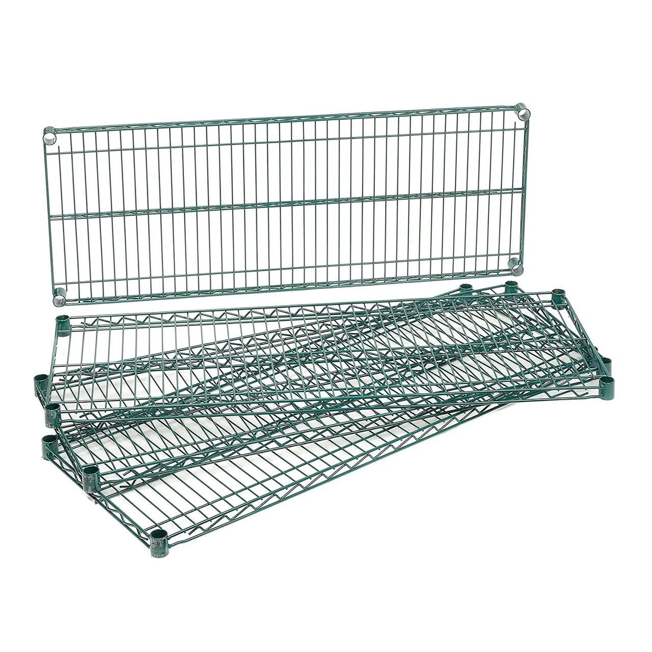 Green Epoxy Coated Wire Shelving 21" Width (2 Pieces, shelves only)