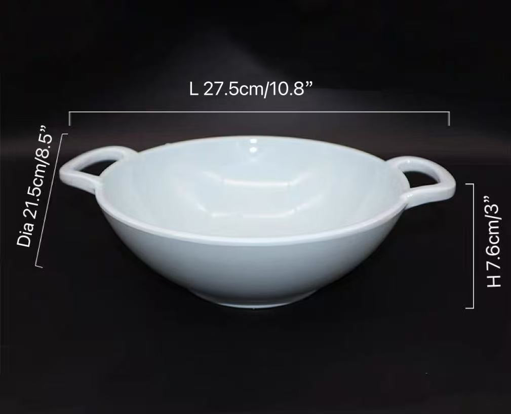 CHEFCO,WY0046-11, 8.5" Melamine Light Grey Round Bowl with Handle - Chefcoca