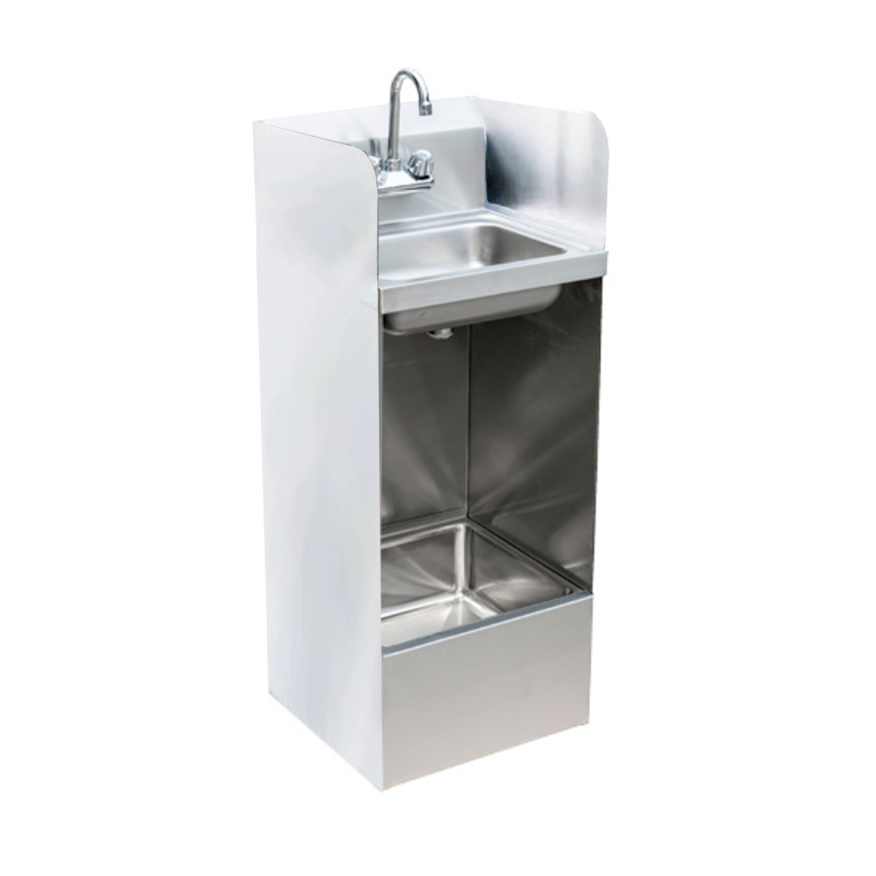 Stainless Steel Hand Sink with Gooseneck Faucet and Side Splash  Combine with Floor Mop Sink (SM-1520)