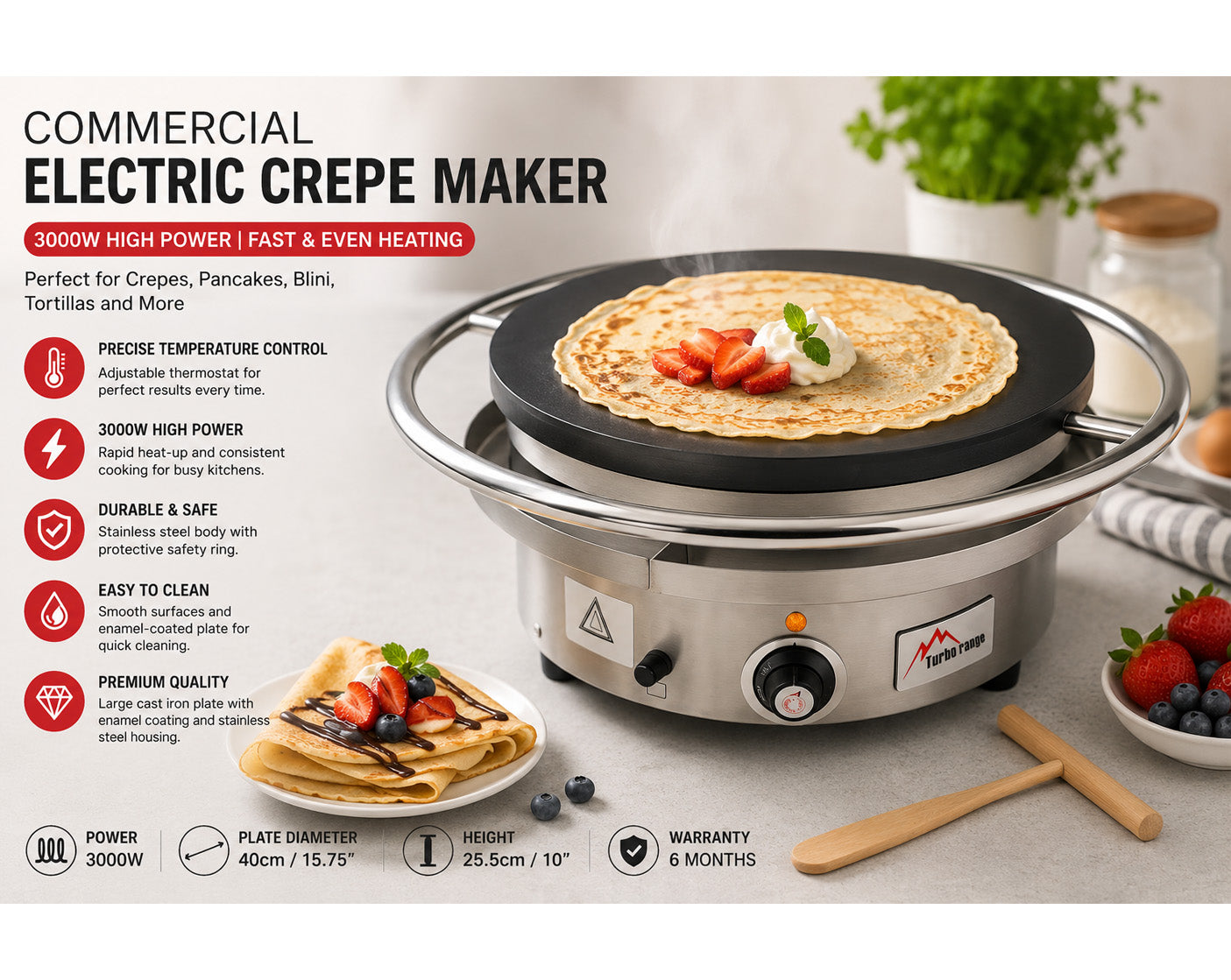 Chefco HCM-3 专业单片可丽饼机，220V，60HZ，3KW