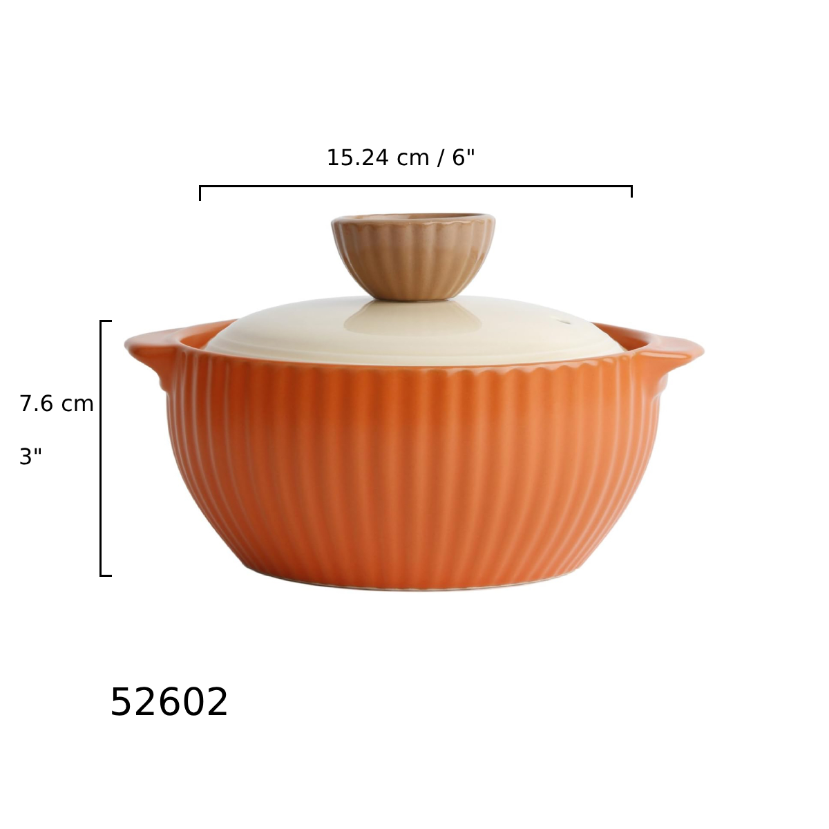 Orange Ceramic Casserole Cookware, Naturecook, 6" Diameter (52602)
