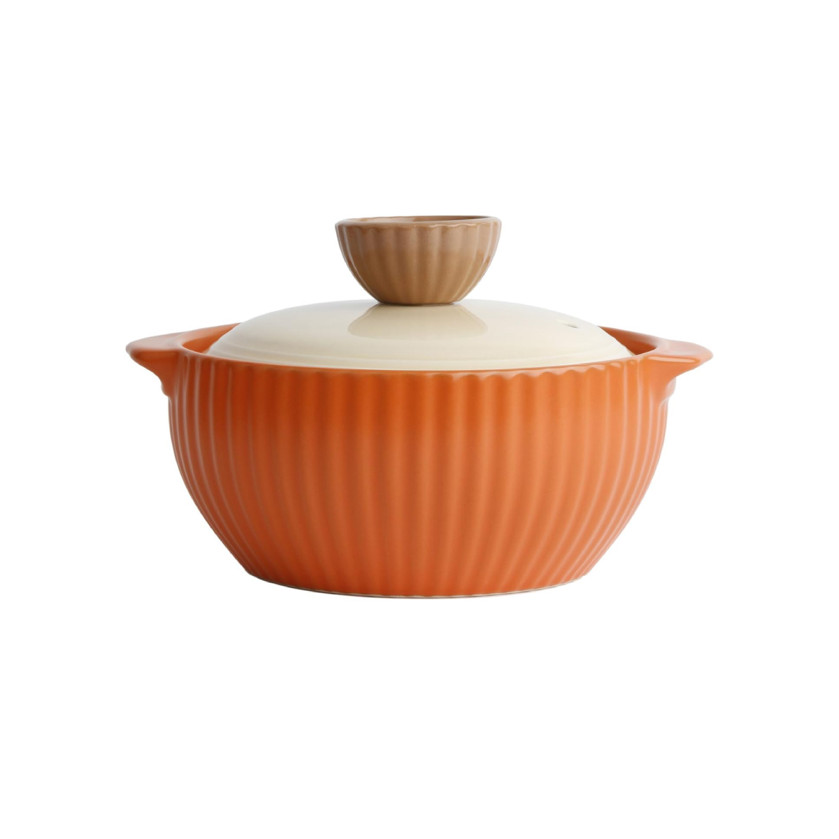 Orange Ceramic Casserole Cookware, Naturecook, 6" Diameter (52602)