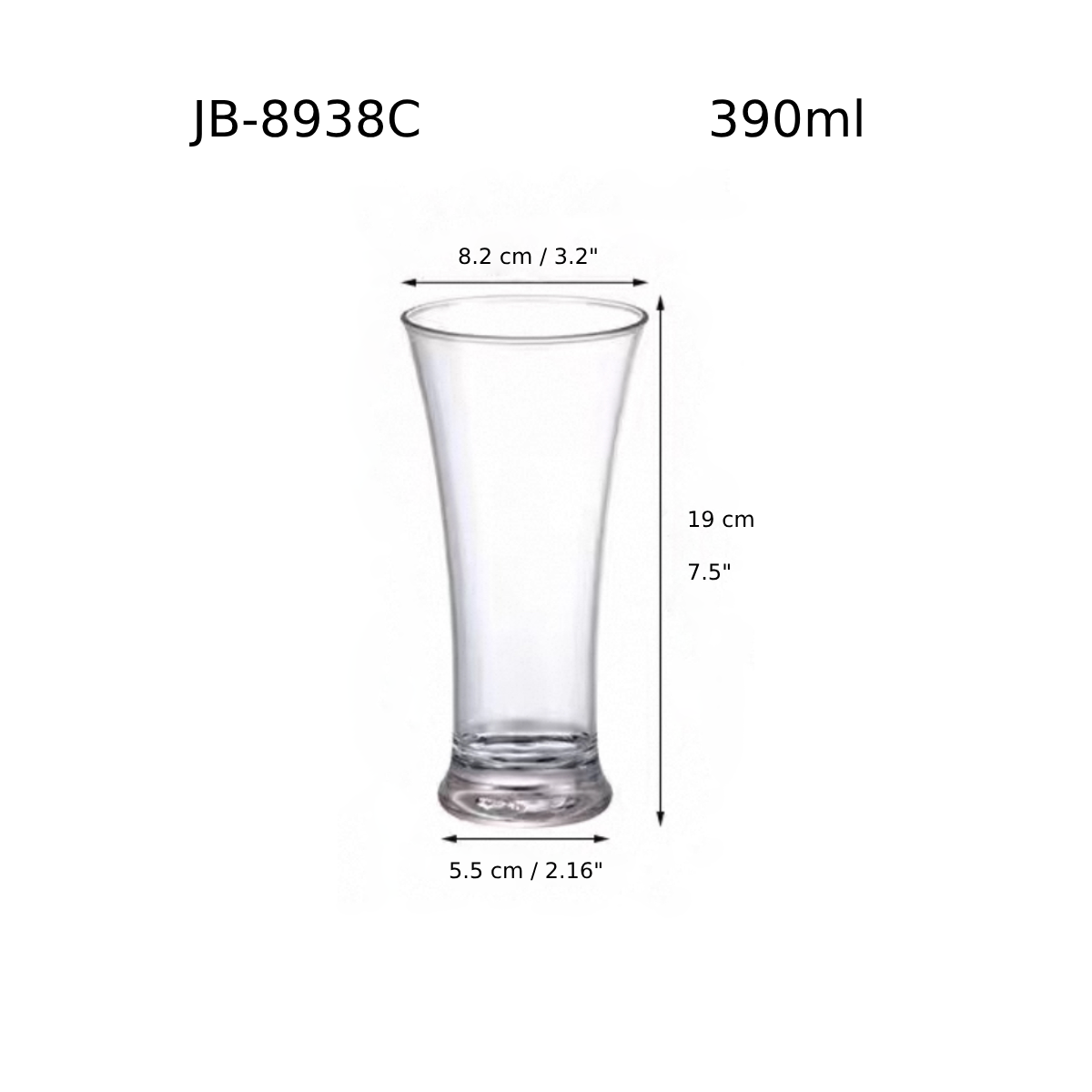 Clear Polycarbonate Water cup, 390ml (JB-8938C) - Chefcoca