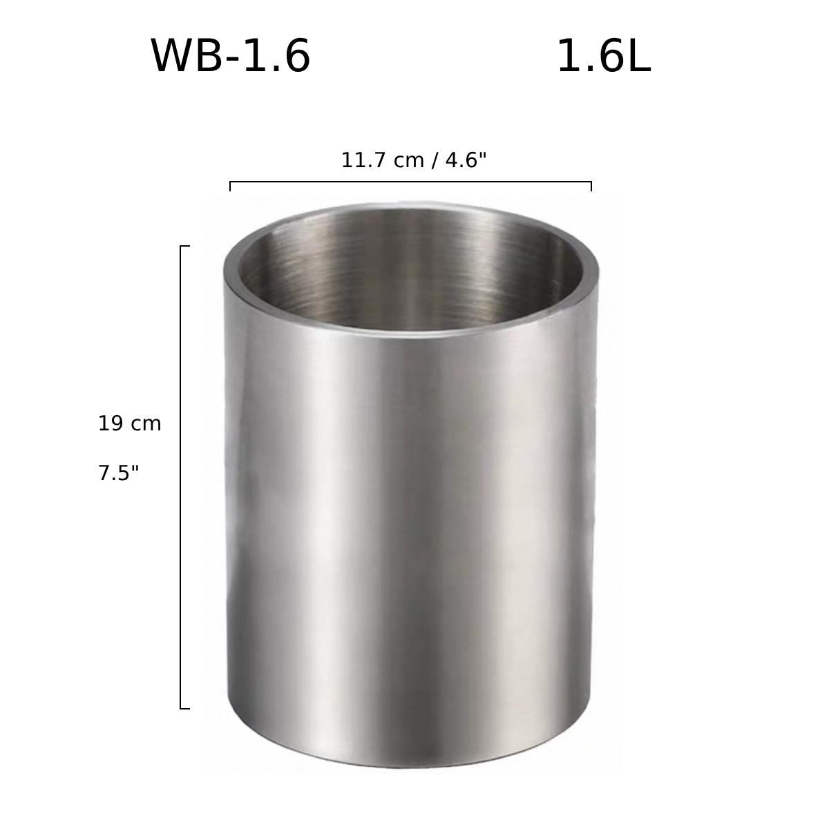 Double-walled Stainless Steel Wine Bucket/Cooler, 1.6L (WB-1.6) - Chefcoca