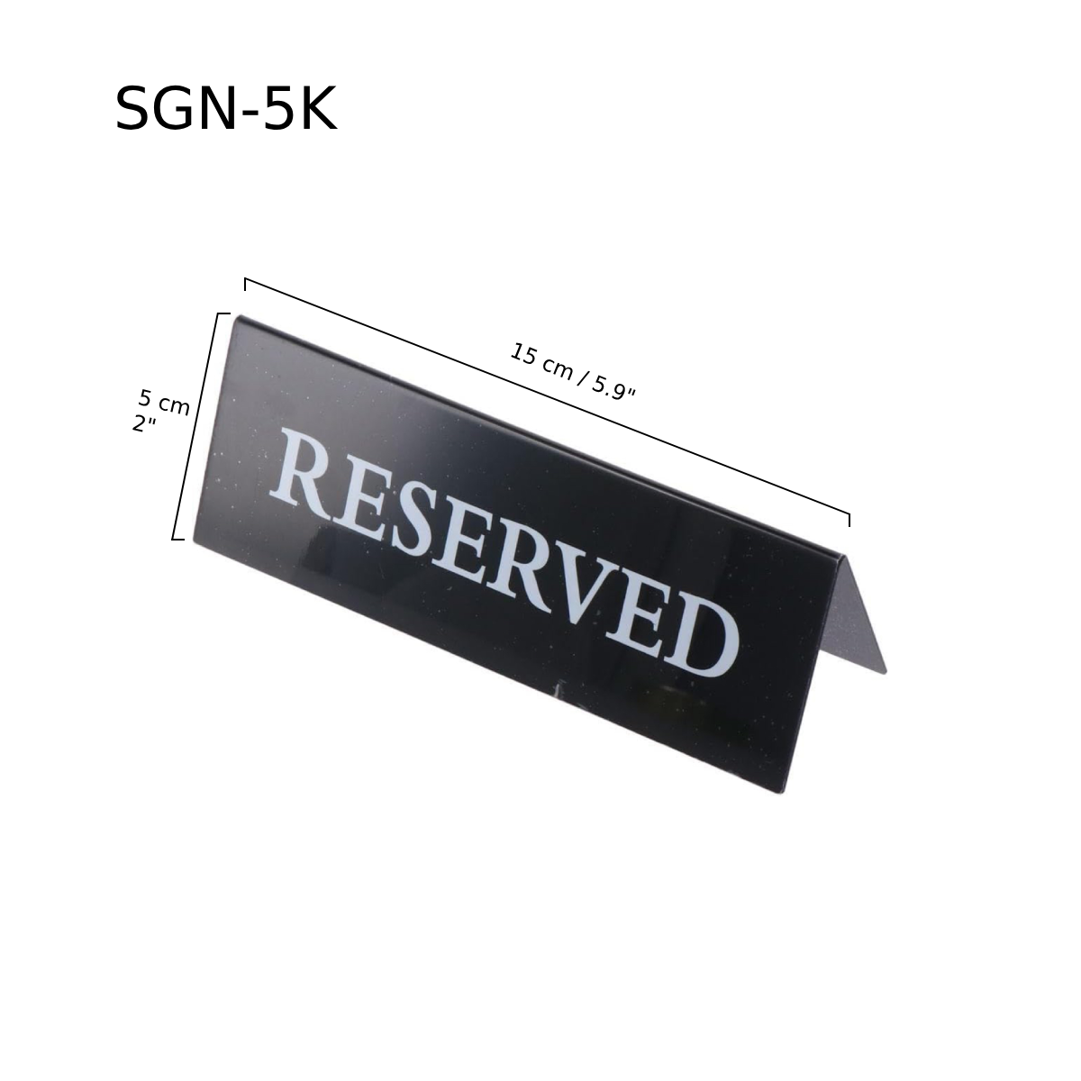 Black Plastic Reserved Sign, 15x5cm (SGN-5K)