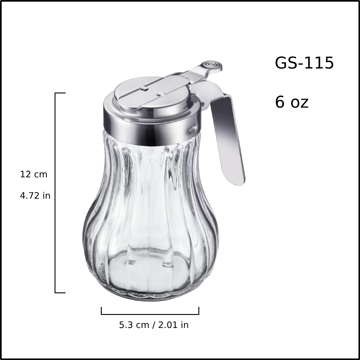 Glass Syrup Dispenser w/ Chrome Plate, Thumb Operated, 6 oz (GS-115) - Chefcoca