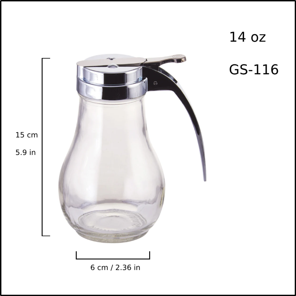 Glass Syrup Dispenser, Thumb Operated, 14 oz (G-116) - Chefcoca