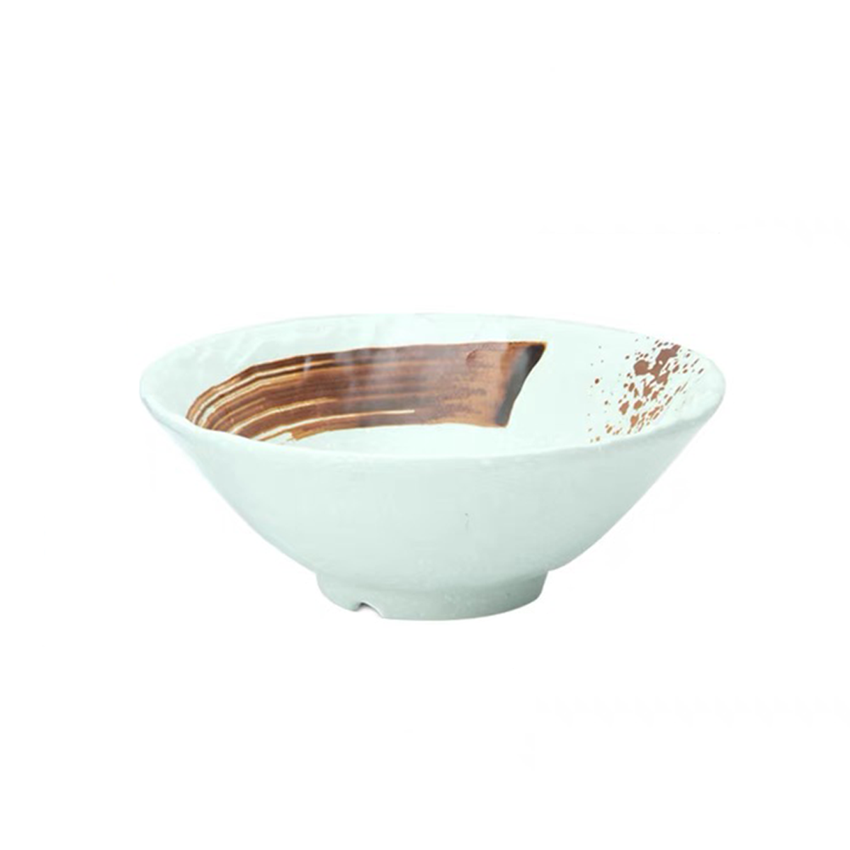 7 7/8"Melamine Light Green Round Noodle Bowl With Brown Ink Streak Pattern (JM169105LG)