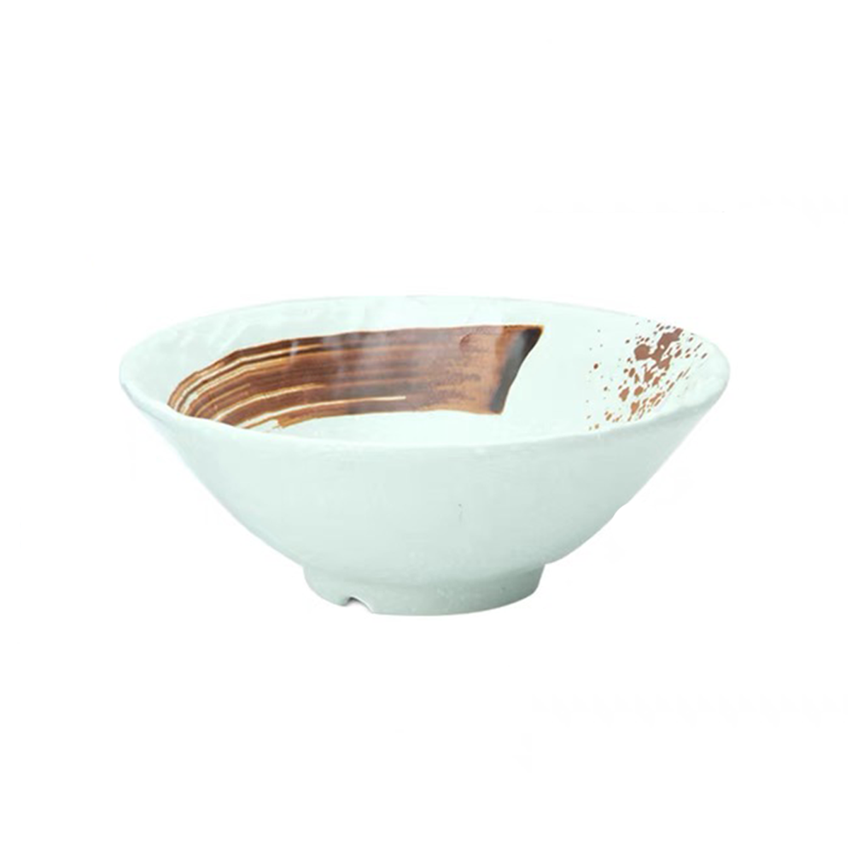 9 1/2" Melamine Light Green Round Noodle Bowl With Brown Ink Streak Pattern (JM169106LG)