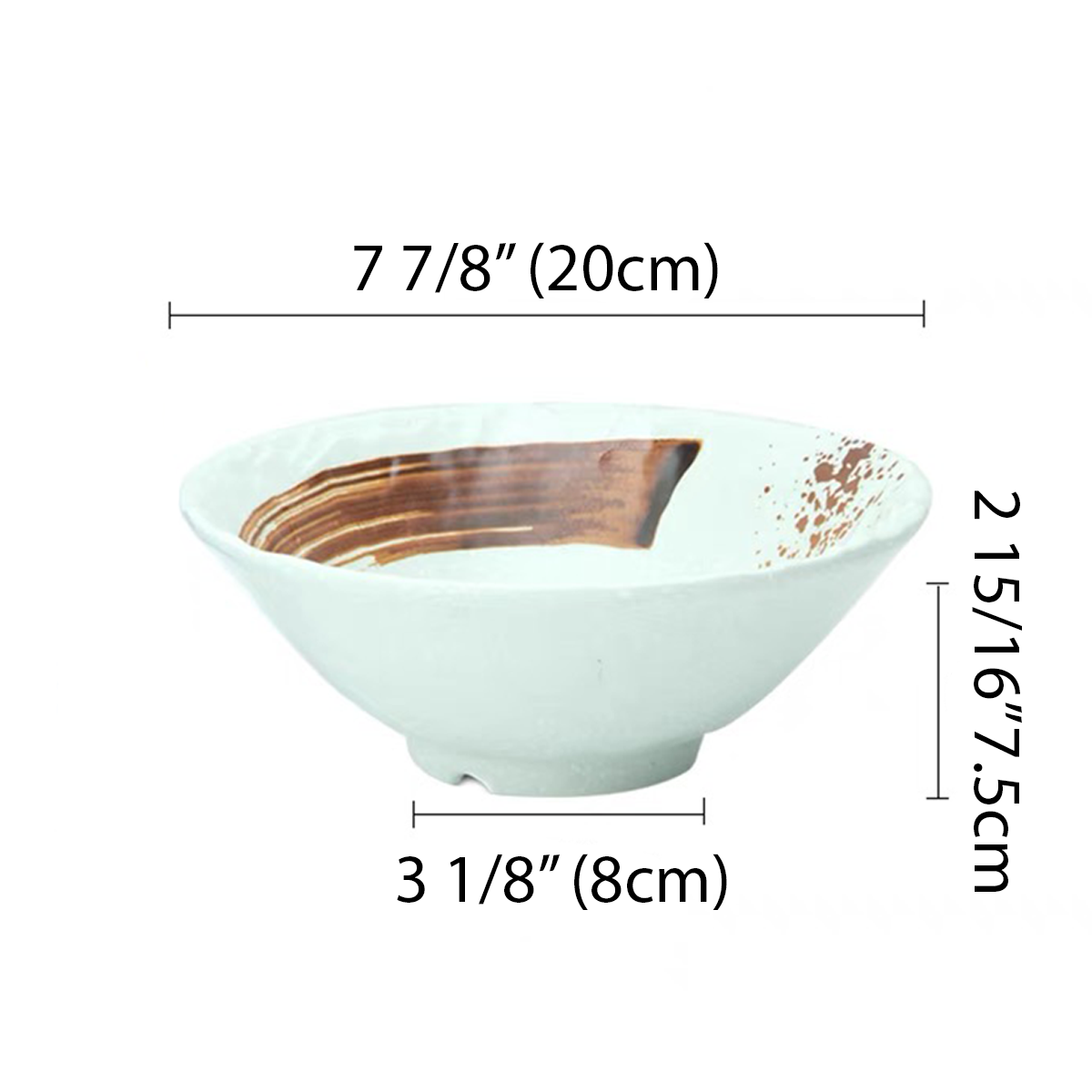 7 7/8"Melamine Light Green Round Noodle Bowl With Brown Ink Streak Pattern (JM169105LG)