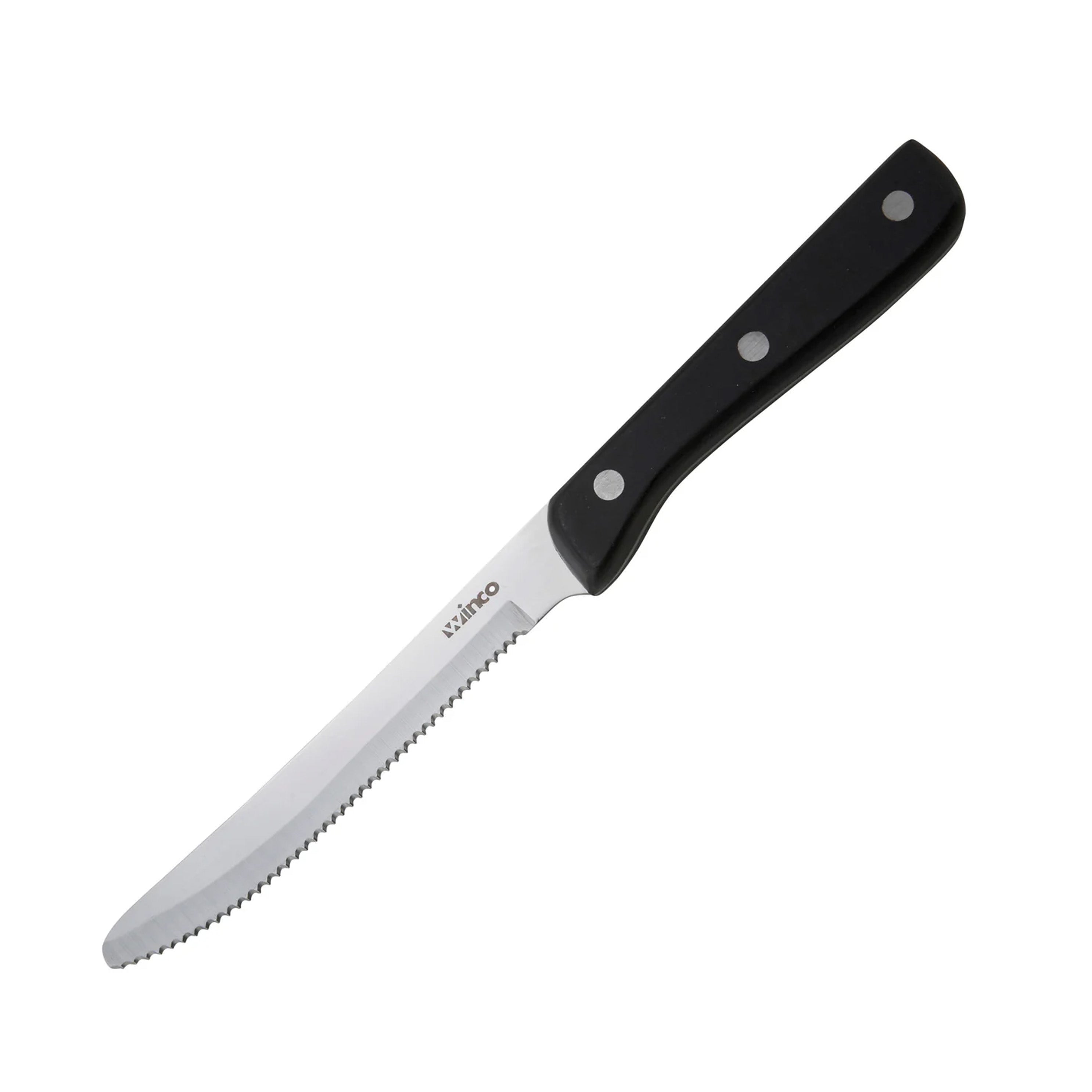 K-80P - Solid POM Handle Steak Knife, 5" Blade, Round Tip