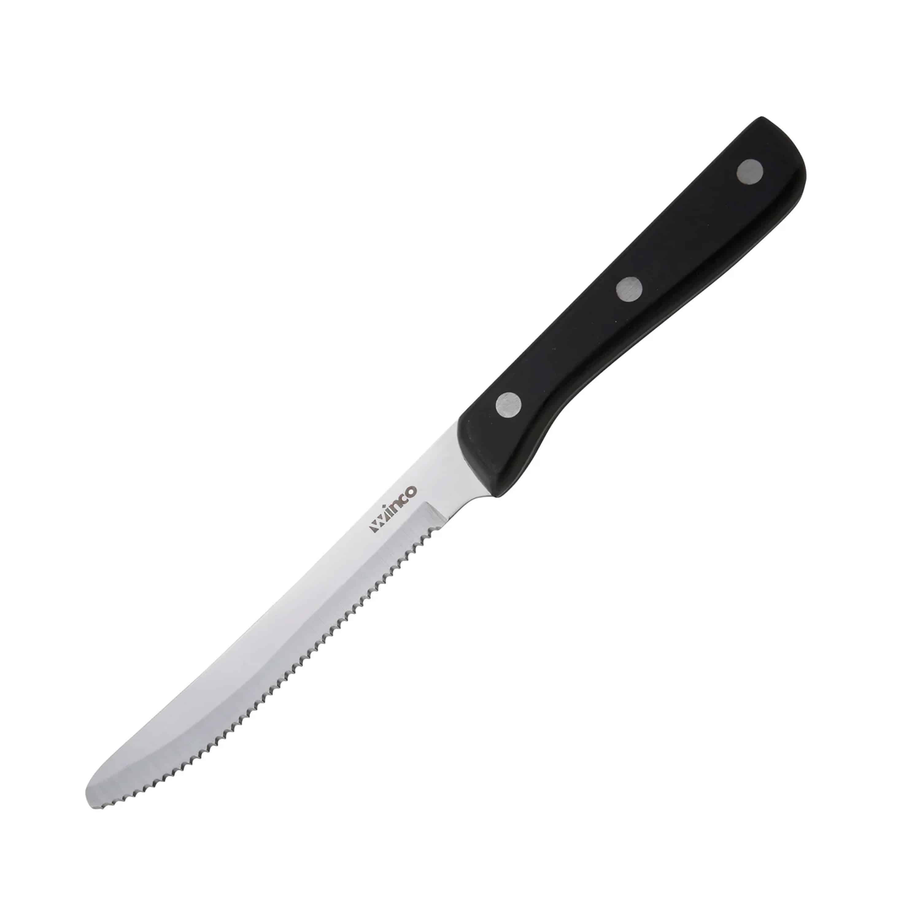 K 80P Solid POM Handle Steak Knife 5 Blade Round Tip