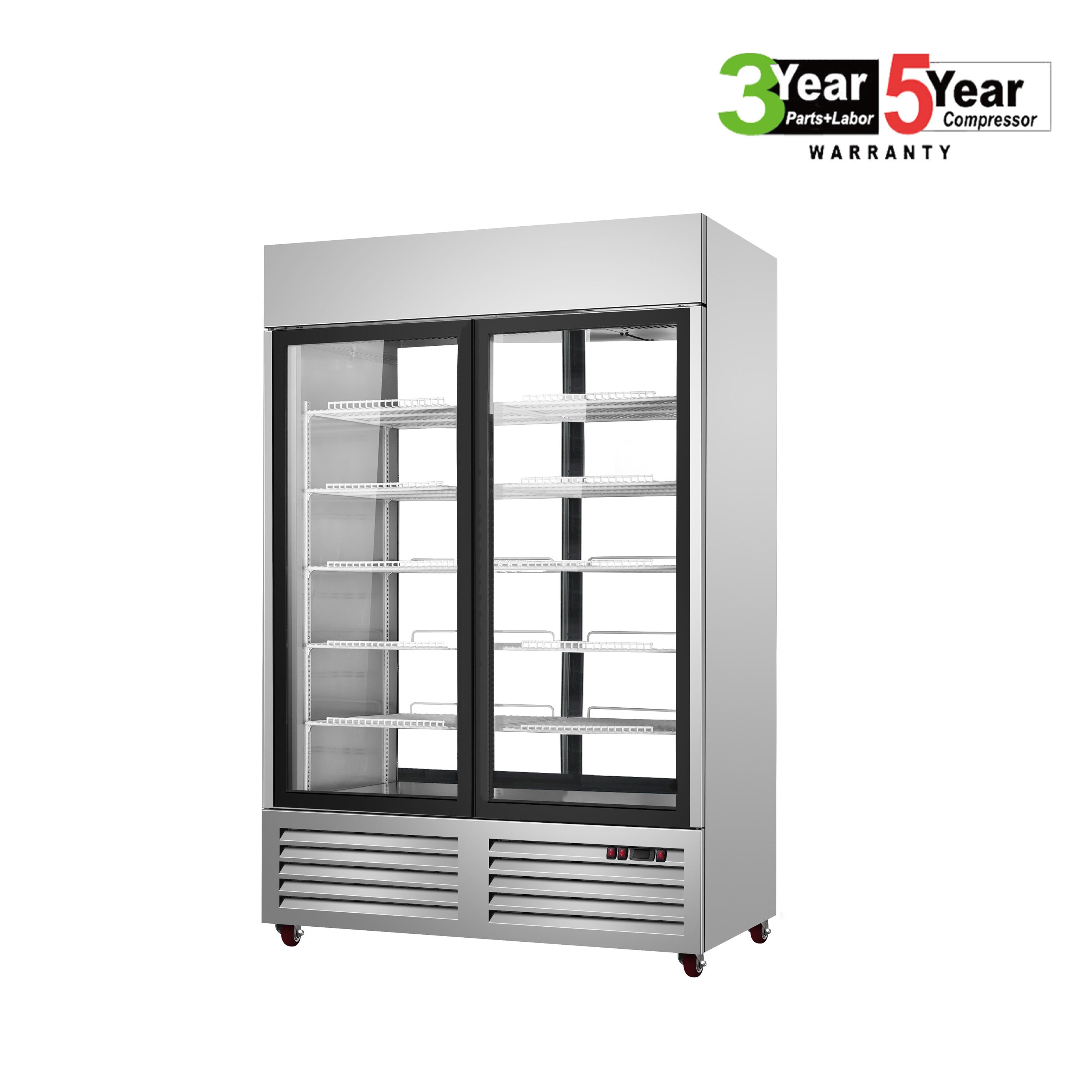 Sub-equip, 48" Stainless Steel Glass Door Pass-Through Refrigerator