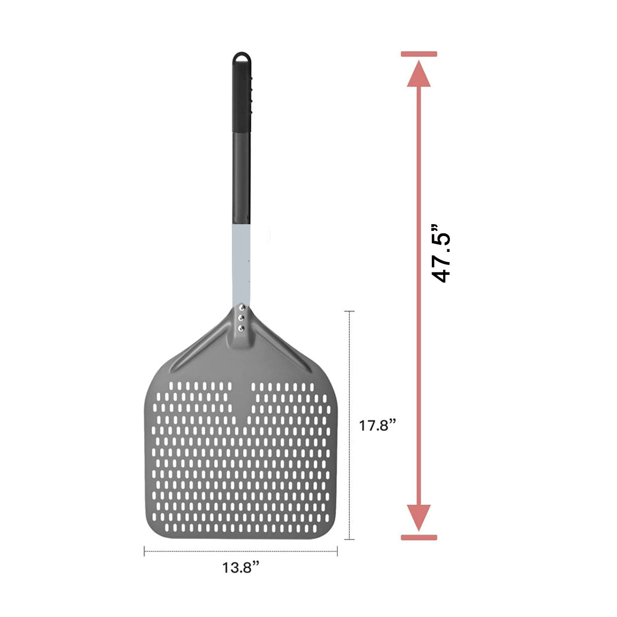 Perforated Pizza Peel:Hard Anodized Aluminum Pizza Spatula with Silicone Handle, Professional Large Pizza Turning Peel, Pizza Paddle - Chefcoca