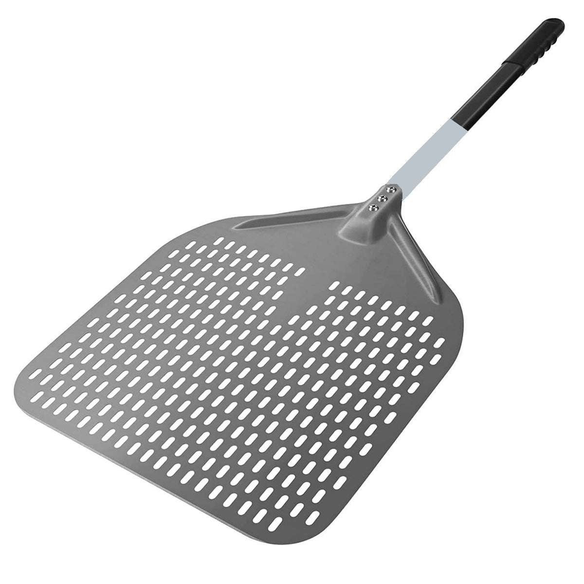 Perforated Pizza Peel:Hard Anodized Aluminum Pizza Spatula with Silicone Handle, Professional Large Pizza Turning Peel, Pizza Paddle - Chefcoca