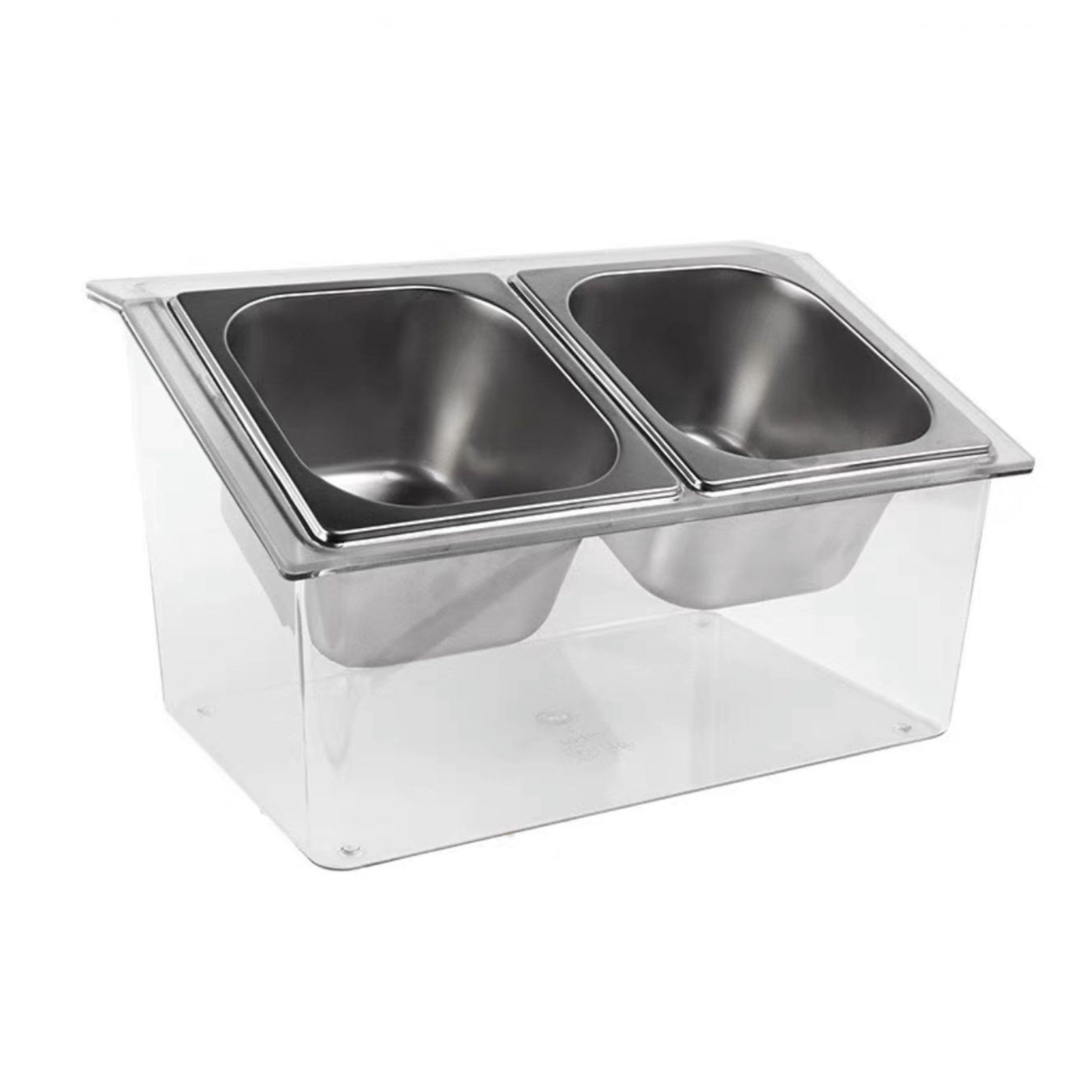 Porte-condiments, 5 compartiments, base en acier inoxydable