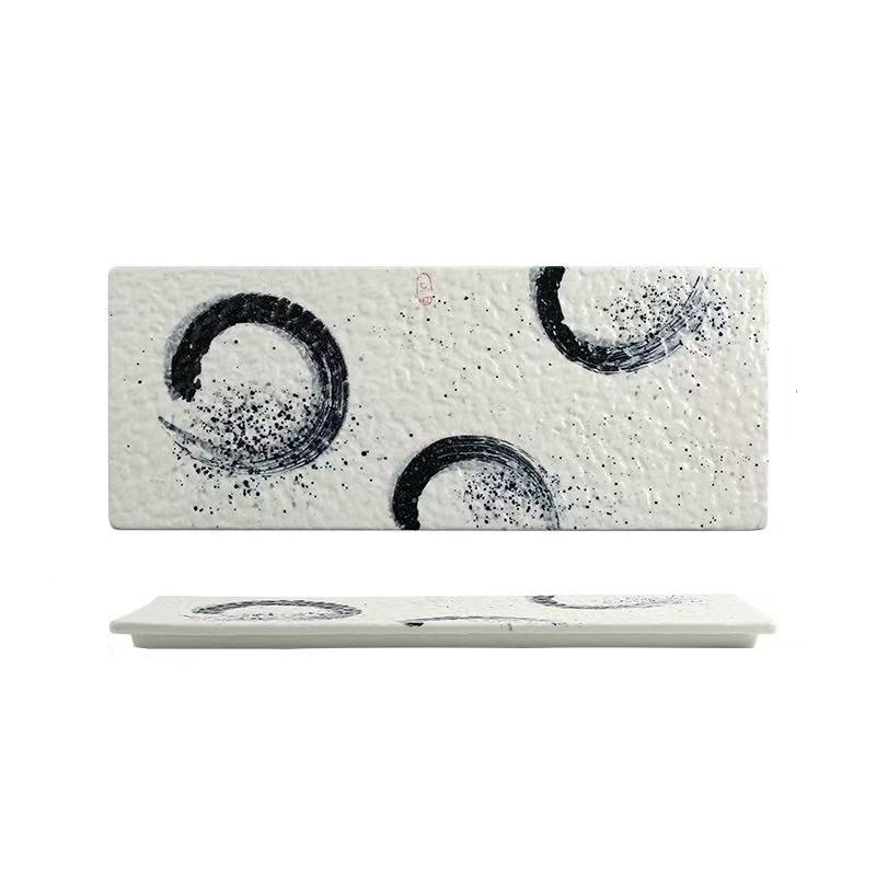 Chefco, 16" rectangular ceramic sushi plate with a textured surface (PTC00051)
