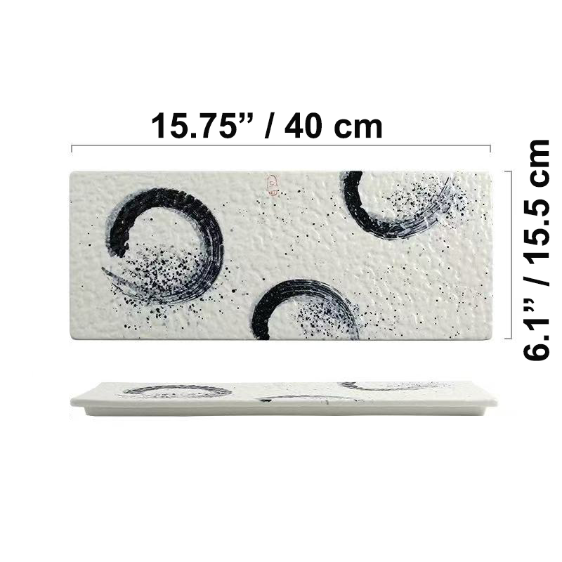 Chefco, 16" rectangular ceramic sushi plate with a textured surface (PTC00051)