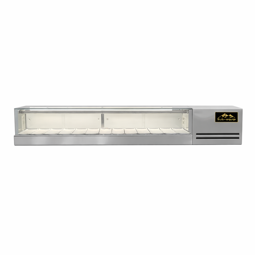 Sub-equip, SSC-182-R, Refrigerated Sushi Display Case, 72" - Right Side Compressor - Chefcoca