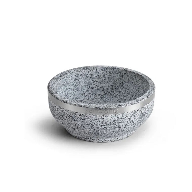 Bibimbap Stone bowl with wooden base, natural stone cooking soup bowl