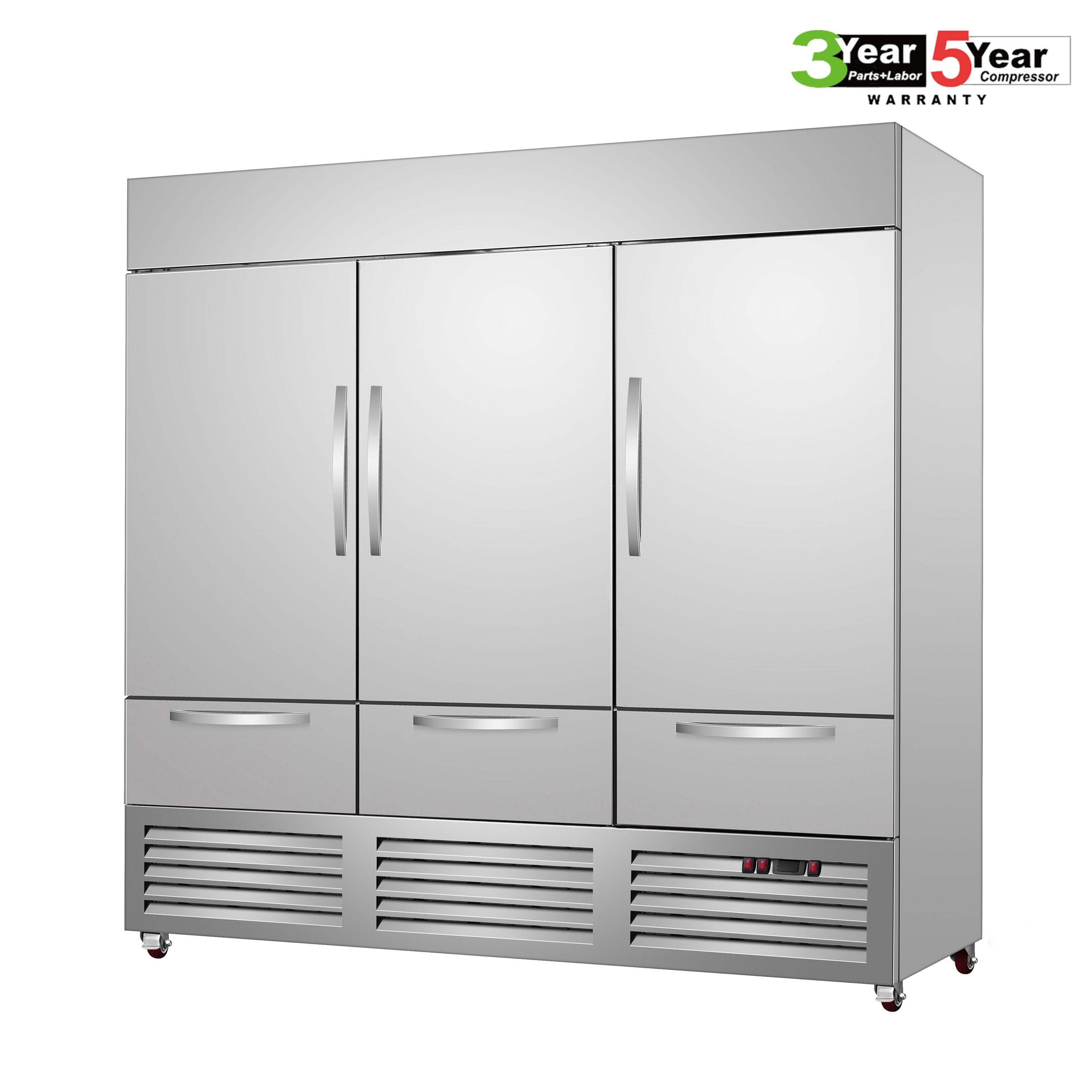 Sub-Equip, C-81BF-3D 81" Triple Door Reach-in Freezer With 3 Drawers