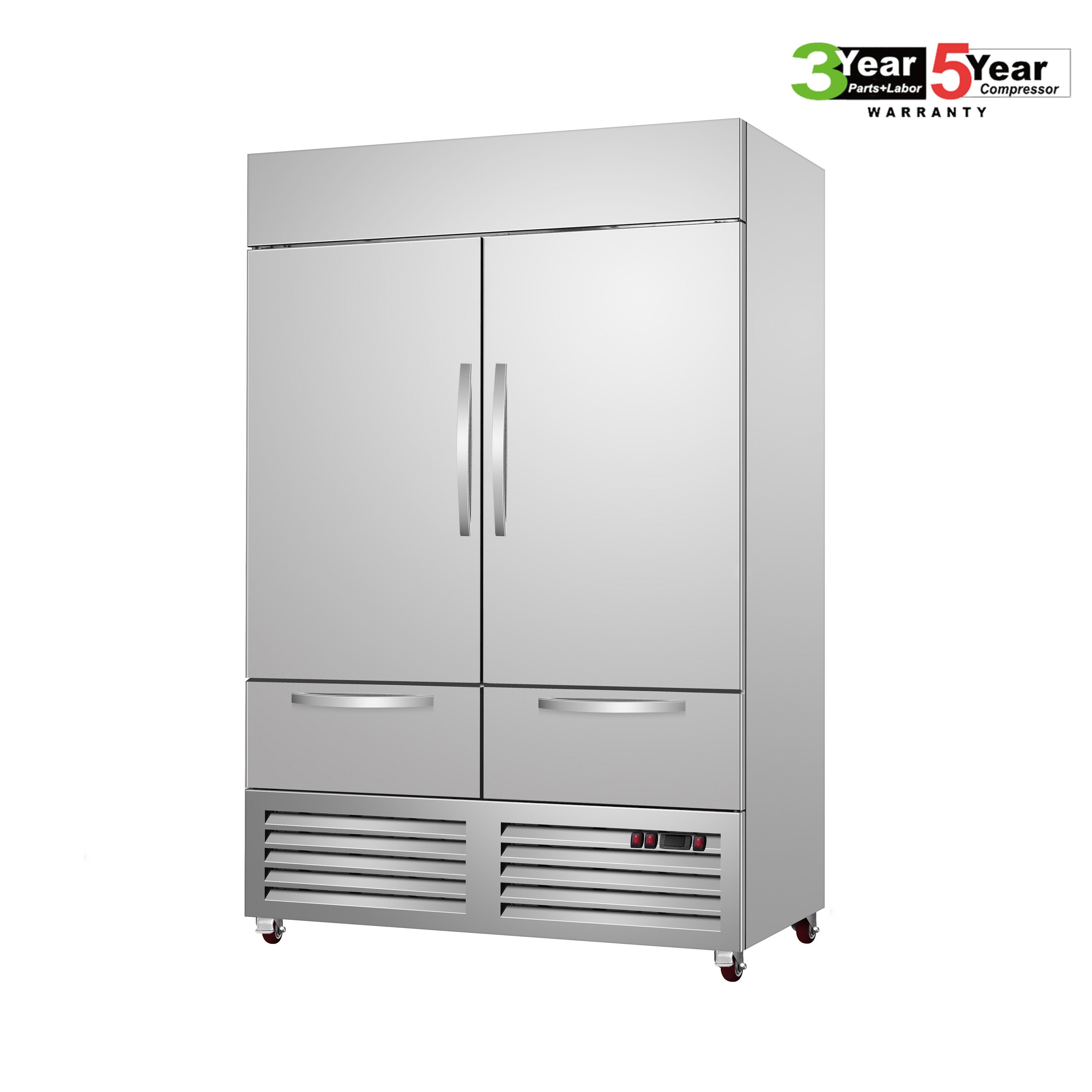 Sub-Equip, C-35BR-2UD 39"Solid Double Door Reach-in Cooler With Two Under Drawers