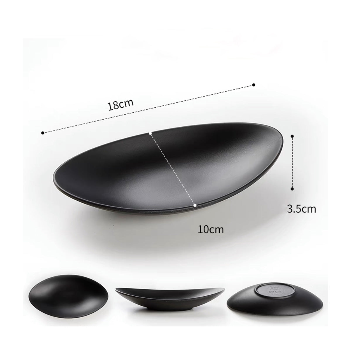 Black Matte Oval Melamine Plate (W4207 - W4210)