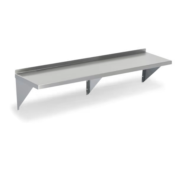 Metal 304, WS-1496-418, 18 Gauge 430 Stainless Steel Solid Wall Shelf 14"Width x 96" Length