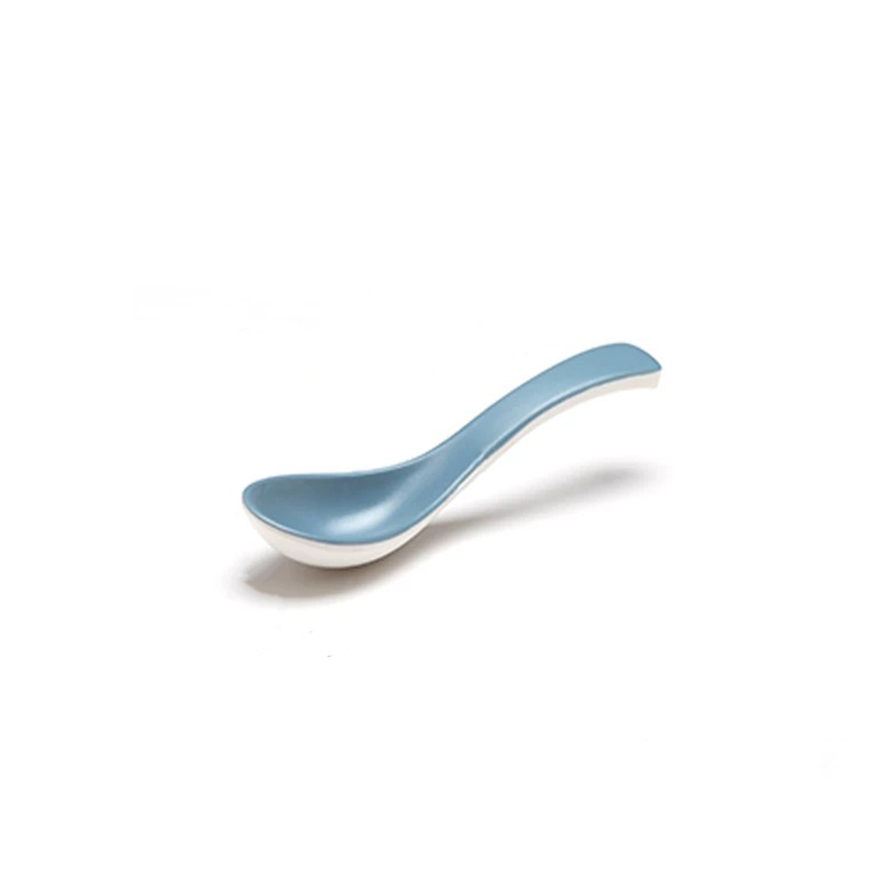 5.7" Long Melamine Spoon, Light Blue Plate with White Bottom (WTS09BL)