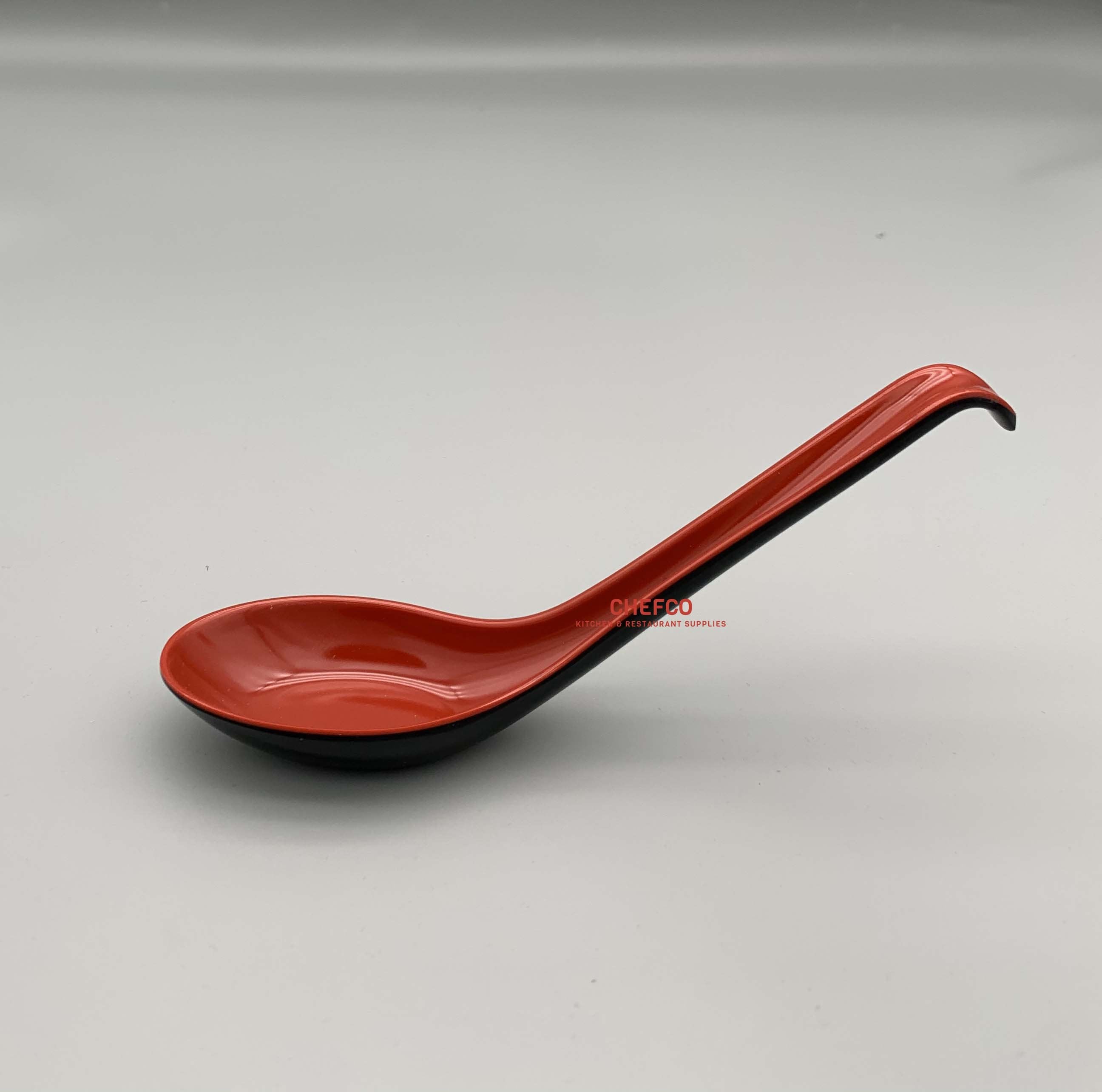 Black and Red Melamine Soup Spoon with Hooked Handle （044R/S600R））