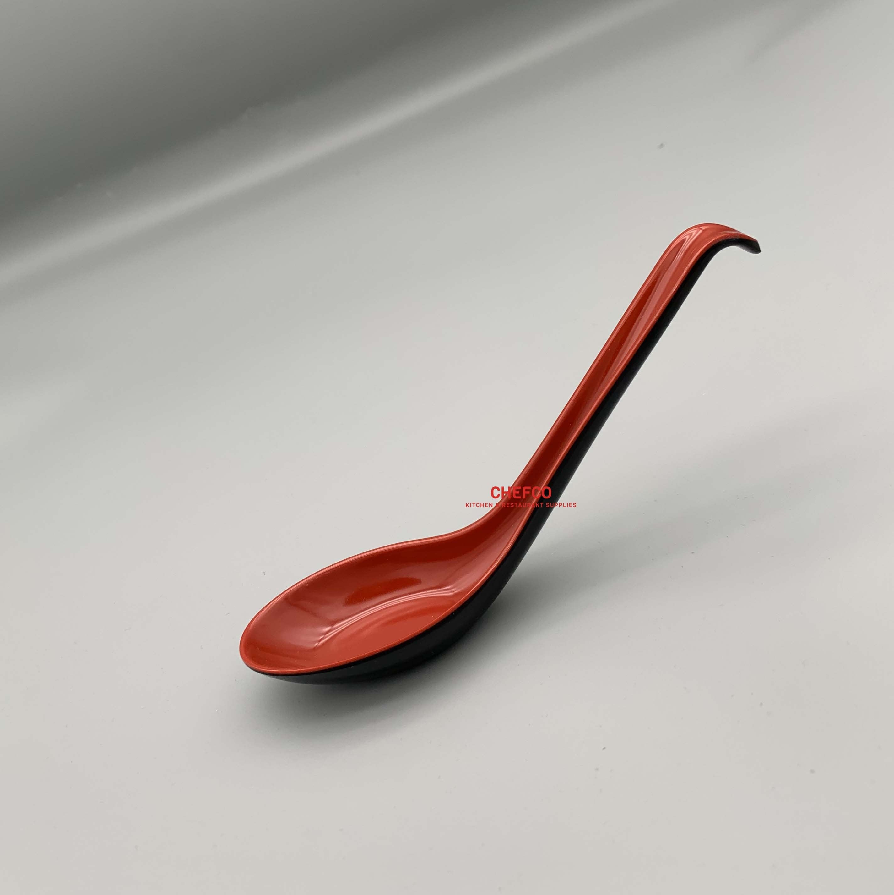 Black and Red Melamine Soup Spoon with Hooked Handle （044R/S600R）） - Chefcoca