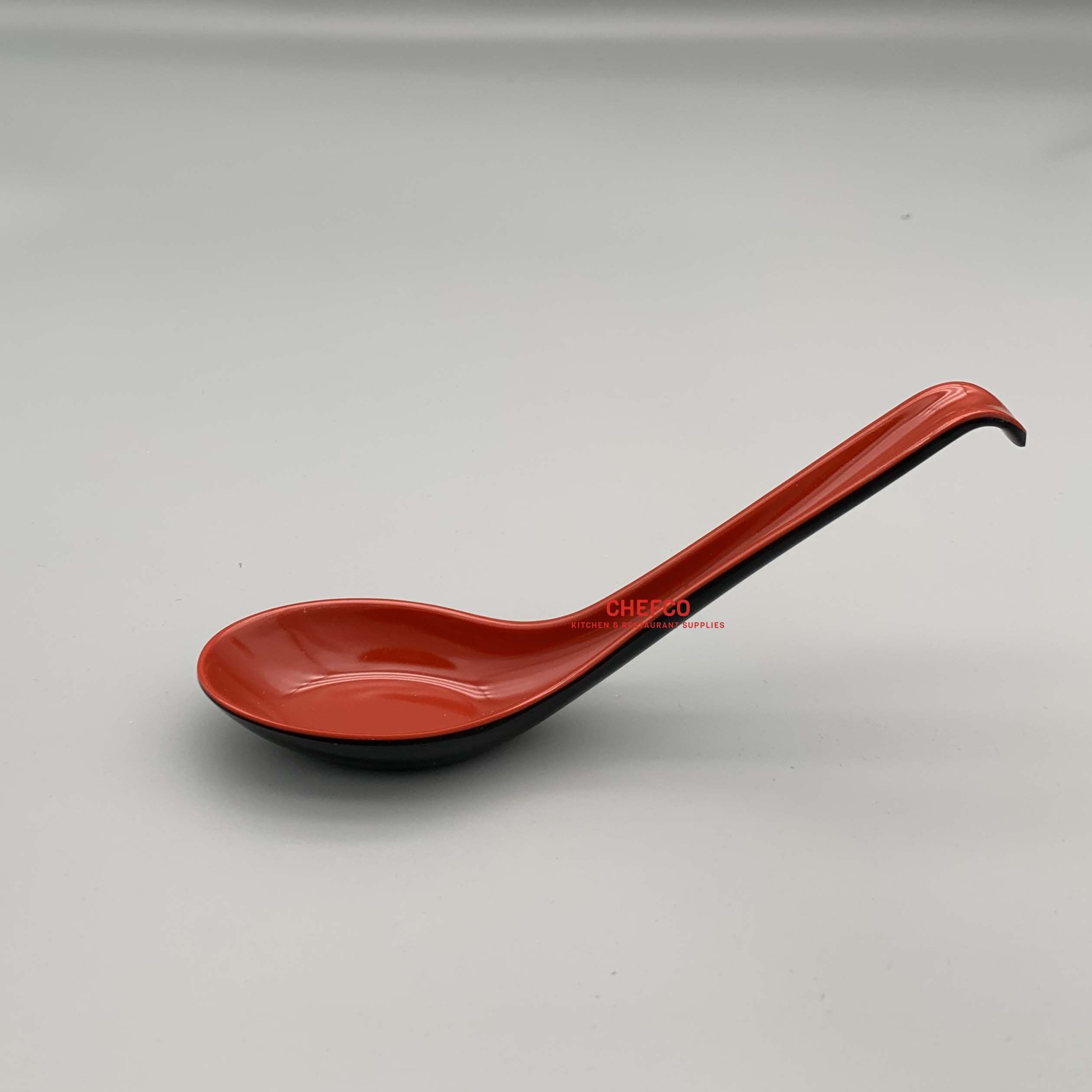 Black and Red Melamine Soup Spoon with Hooked Handle （044R/S600R）） - Chefcoca