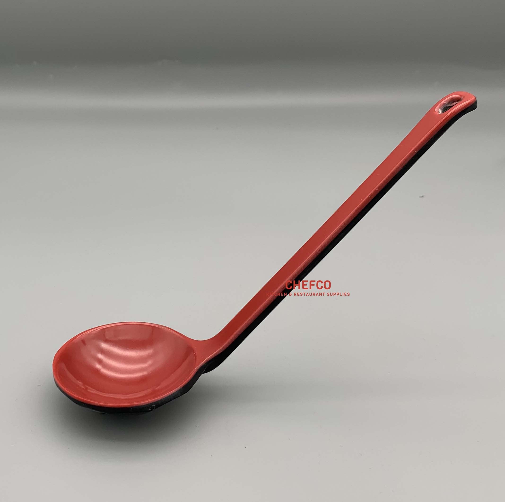 Black and Red Melamine Soup Spoon with Long Handle（107-3R））