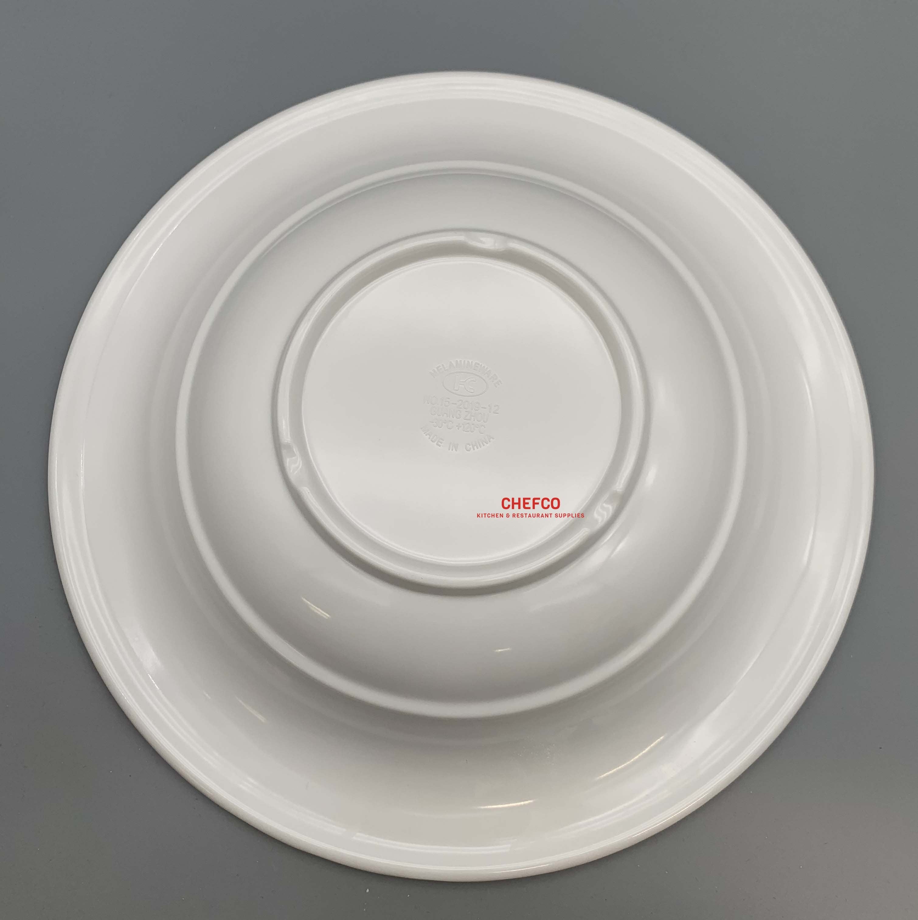 12" White Melamine Deep Rimmed Plate (15-2019-12)