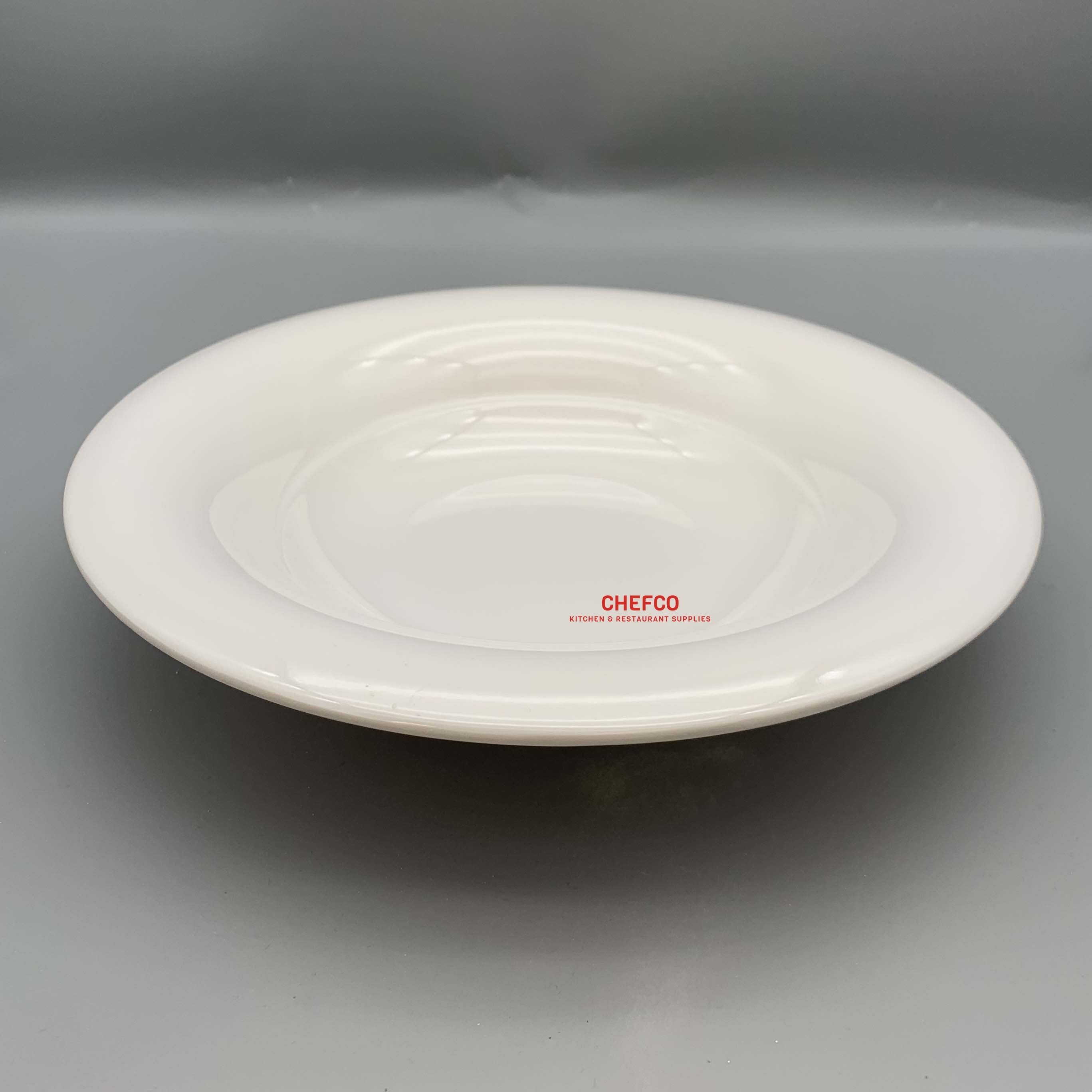 12" White Melamine Deep Rimmed Plate (15-2019-12)