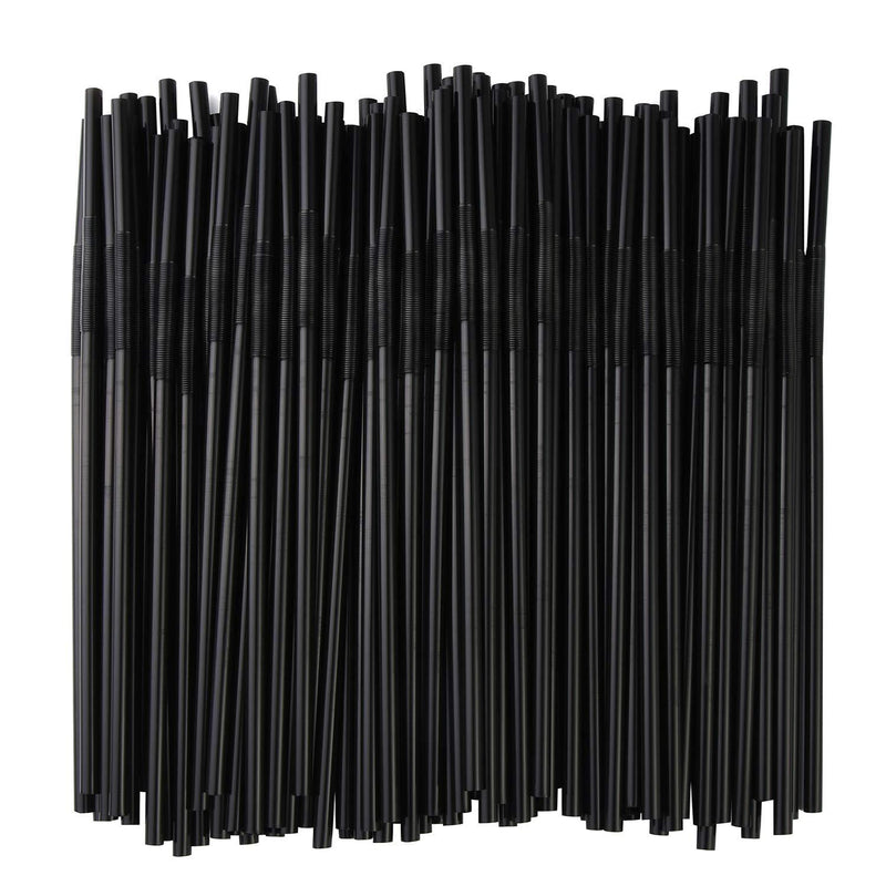 8" Unwrapped Black Flexible Straws