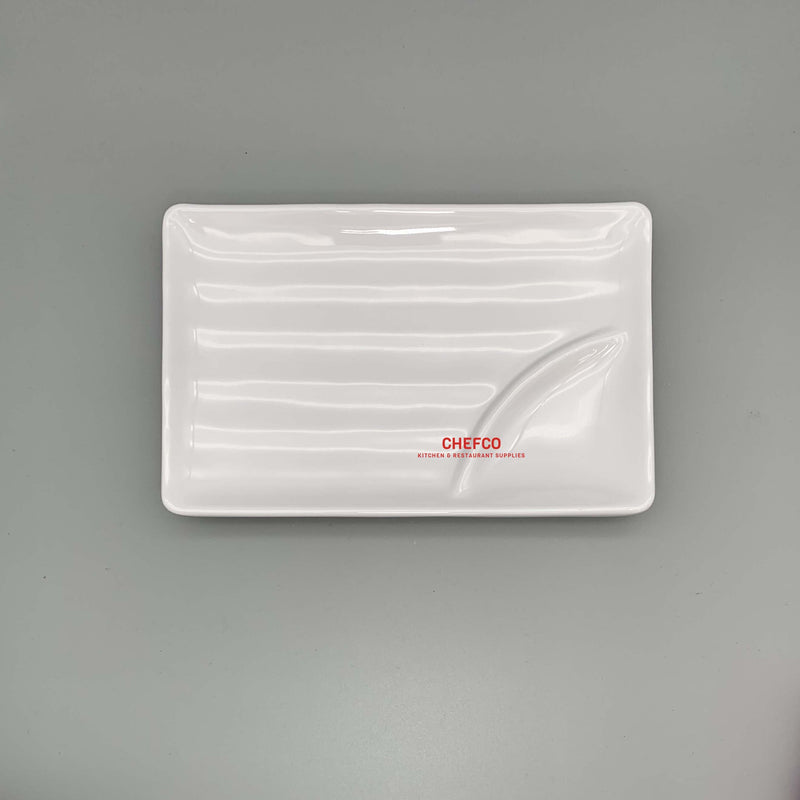 White Melamine Appetizer Plate with Sauce Compartment (LA216/24265)
