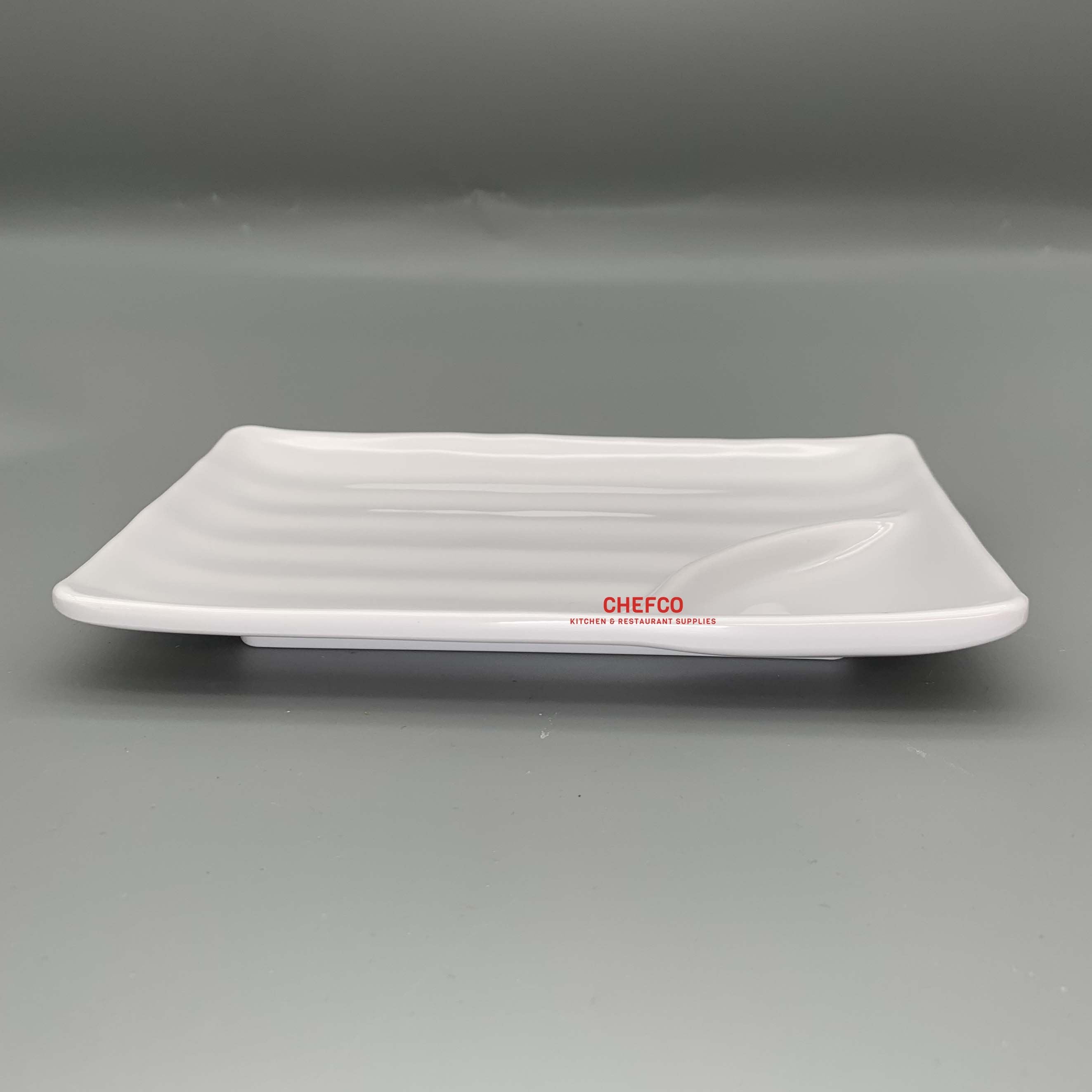 White Melamine Appetizer Plate with Sauce Compartment (LA216/24265)