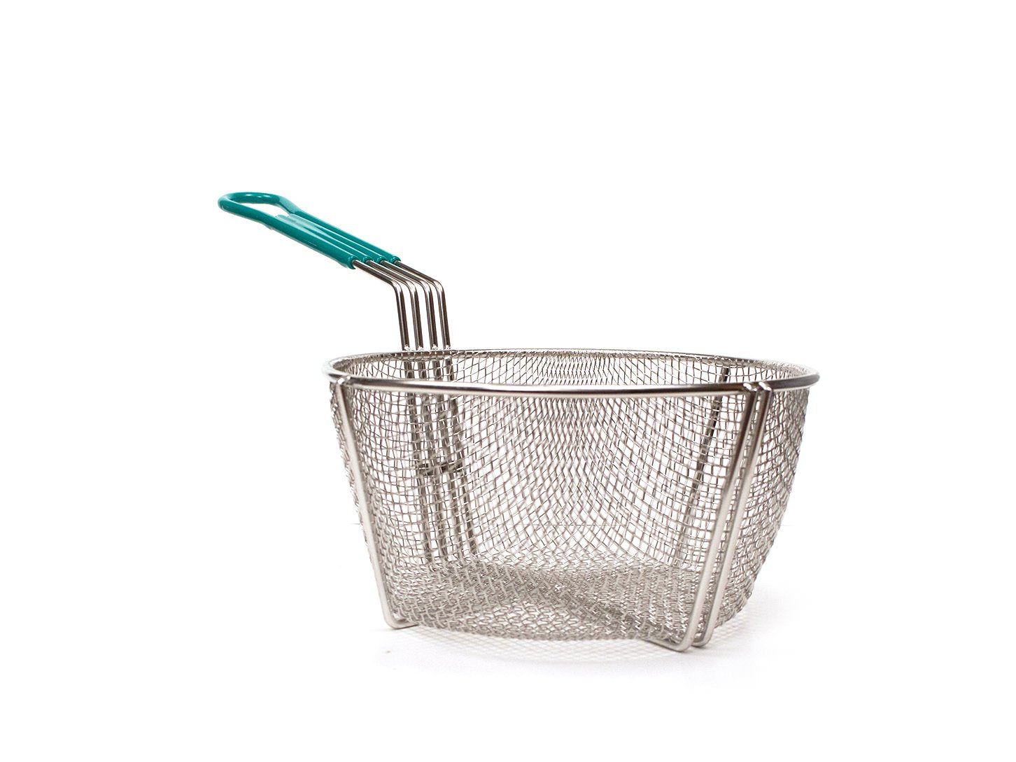 Stainless Steel Culinary Basket with Plastic Green Handle (25 Diameter) - Chefcoca