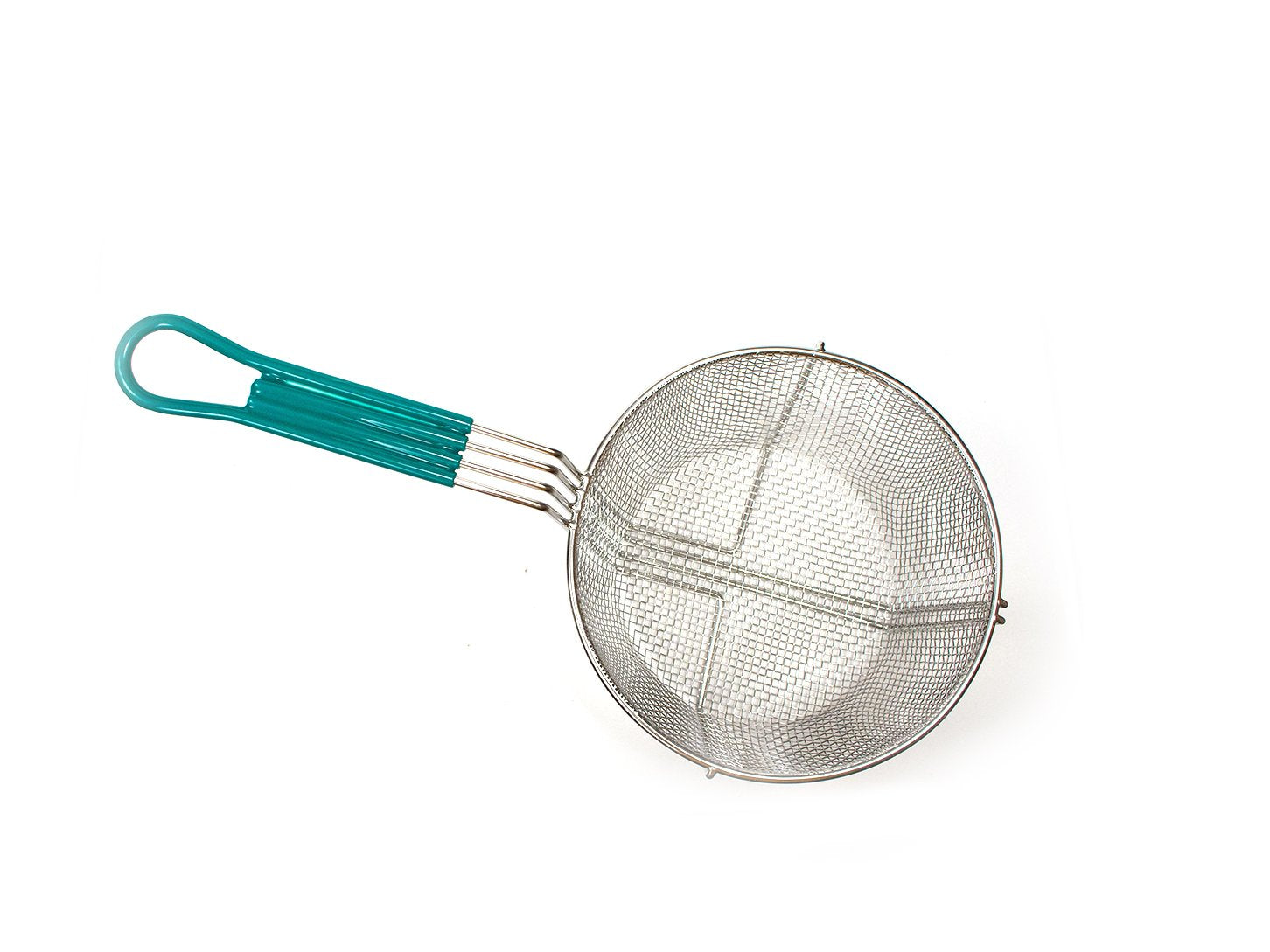 Stainless Steel Culinary Basket with Plastic Green Handle (24 Diameter) - Chefcoca