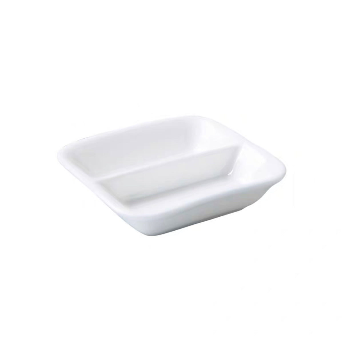 White Ceramic  Two Units Dish (91007)