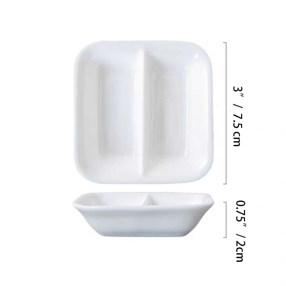 White Ceramic  Two Units Dish (91007)