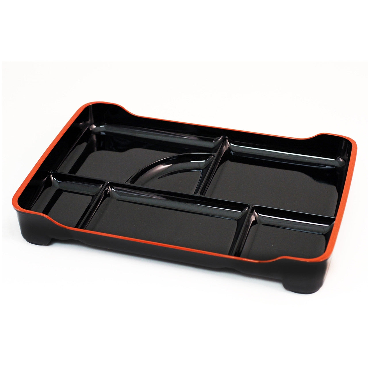 Black Combination Bento Platter with Red Trim - Chefcoca