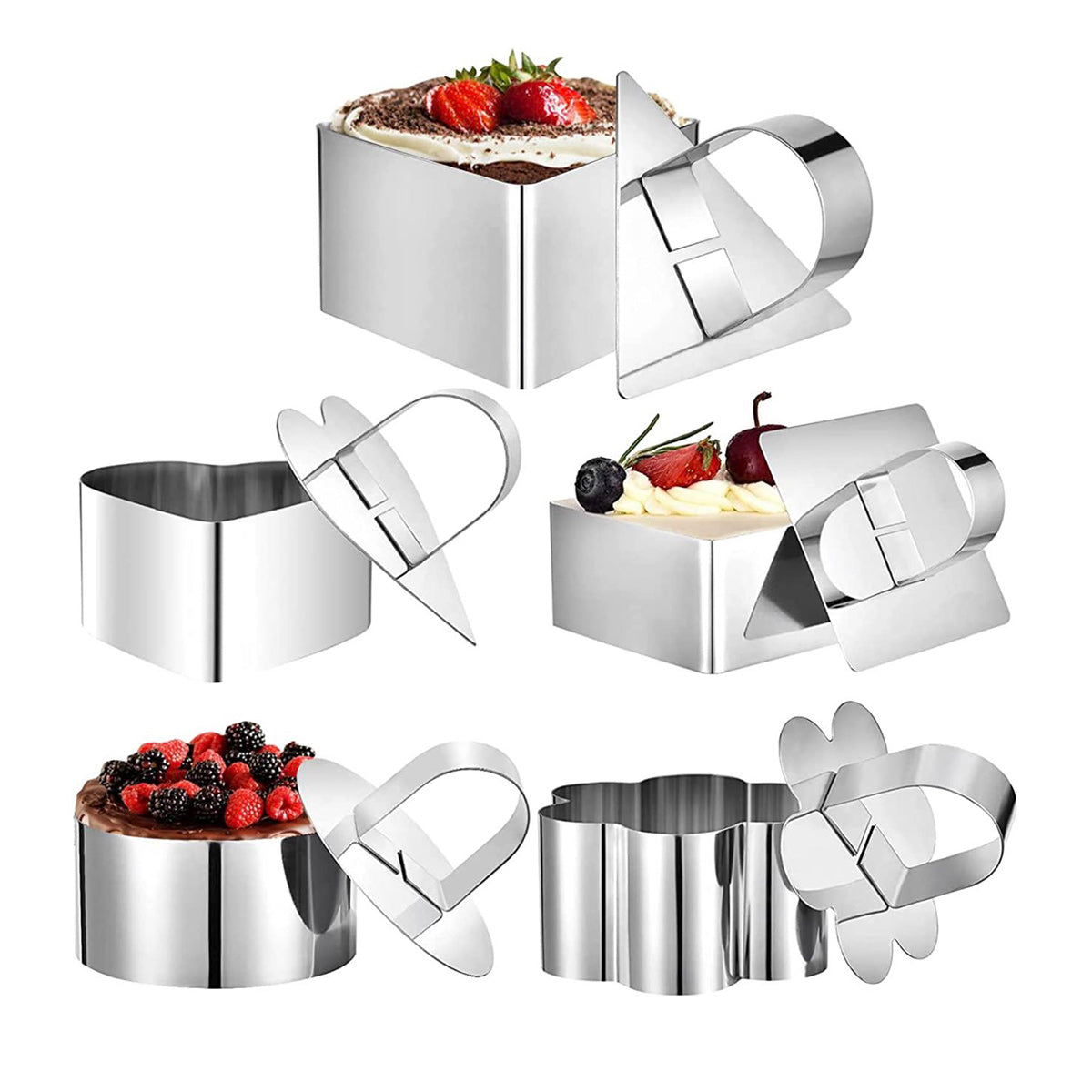 Cake Rin Molds Stainless Steel Mousse Cake Mold Cake Rings with Pusher - Chefcoca